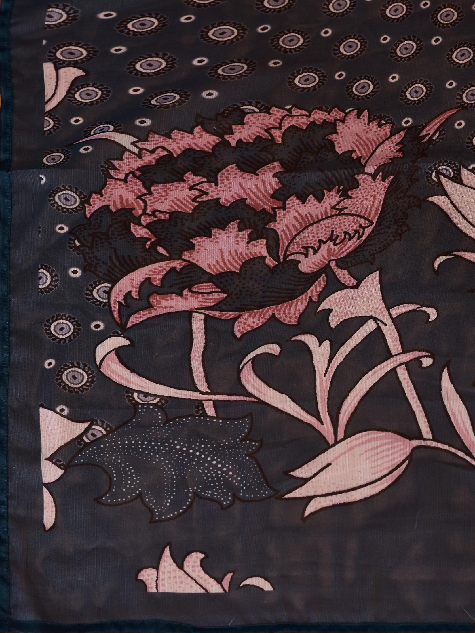 Women Liva (Rayon) Grey Floral Print Dress With Dupatta.