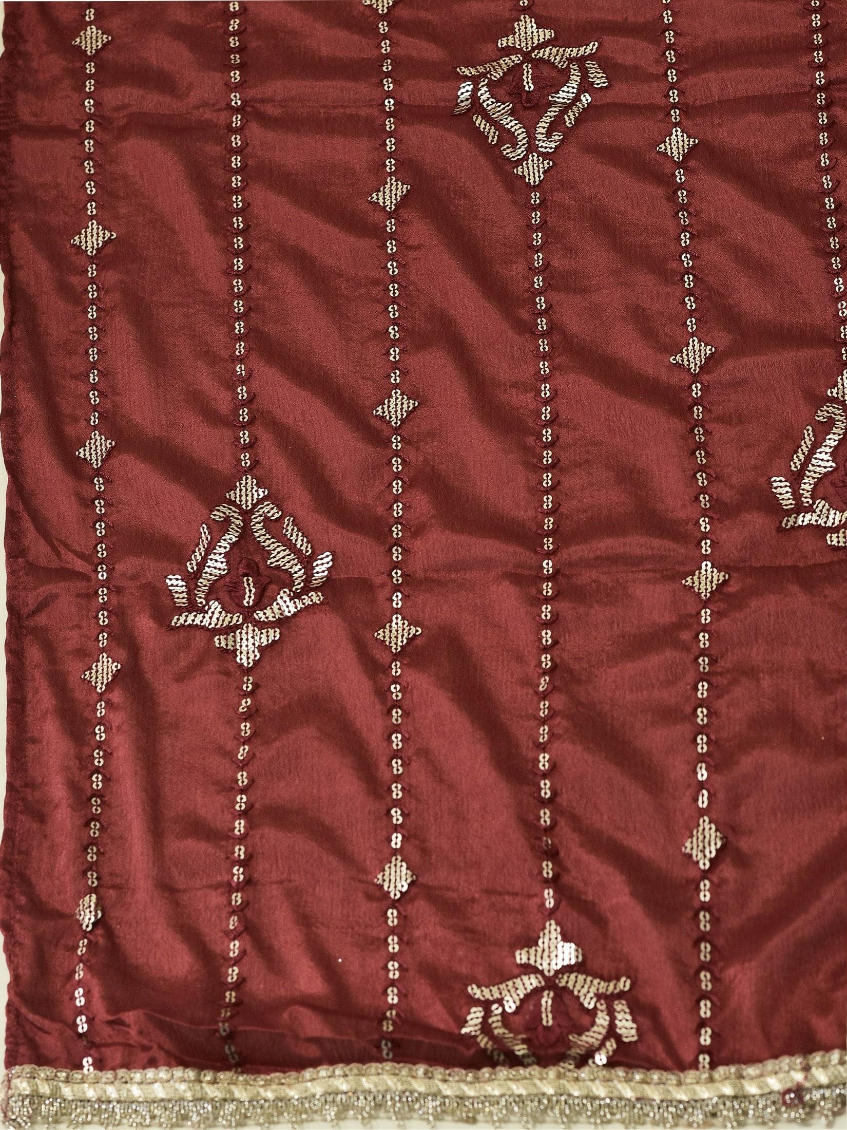 Women Silk Blend Beige Embroidered Dress With Dupatta.