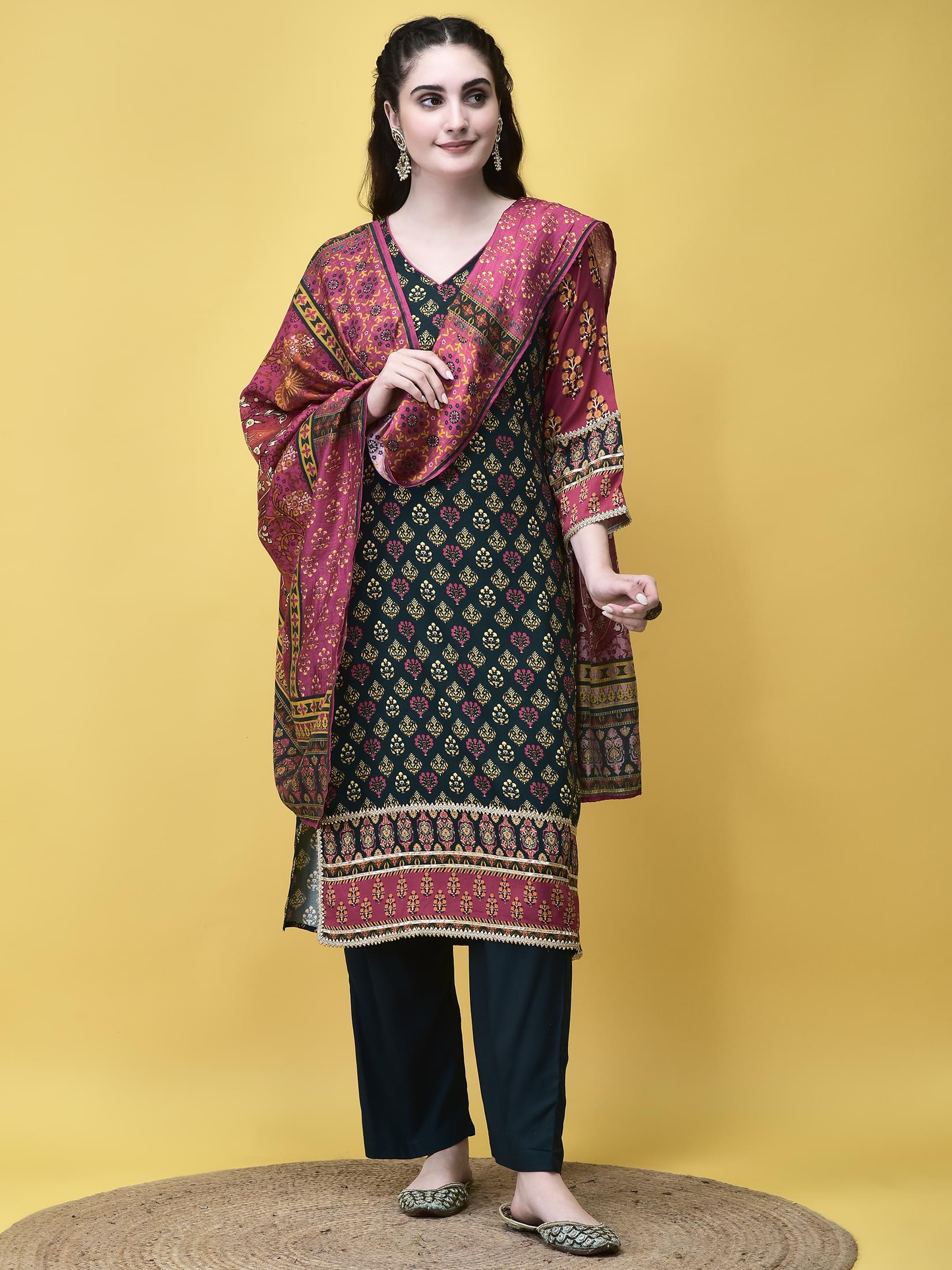 Royal blue tiny butti print Liva rayon soft fabric everyday comfort suit