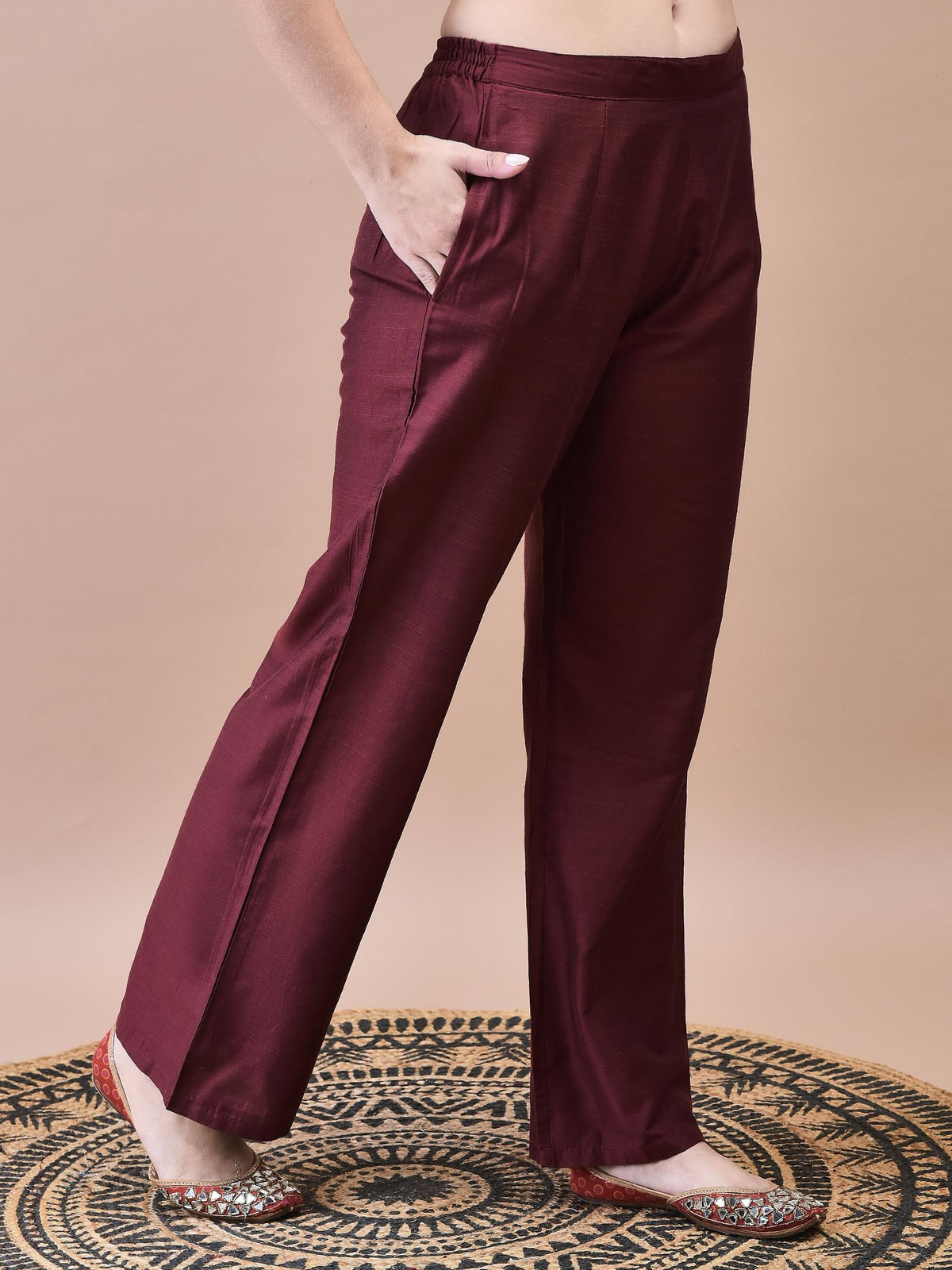 Women Jacquard Grey Woven Kurta Comfort Pant Dupatta.