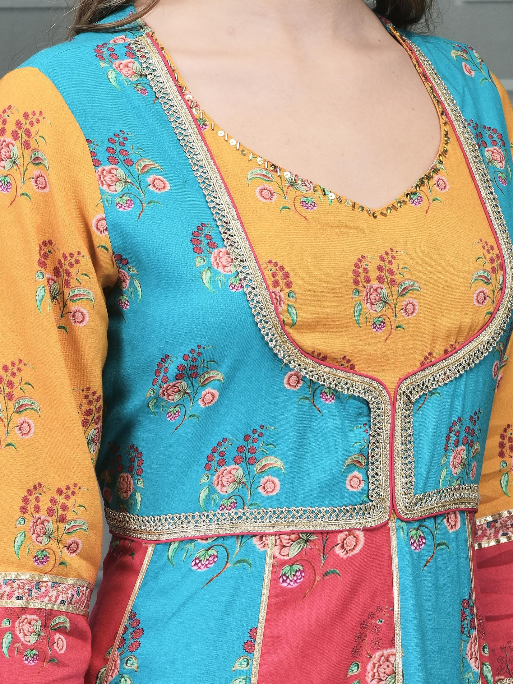 Women Liva (Rayon) Multicolor Floral Print Dress.