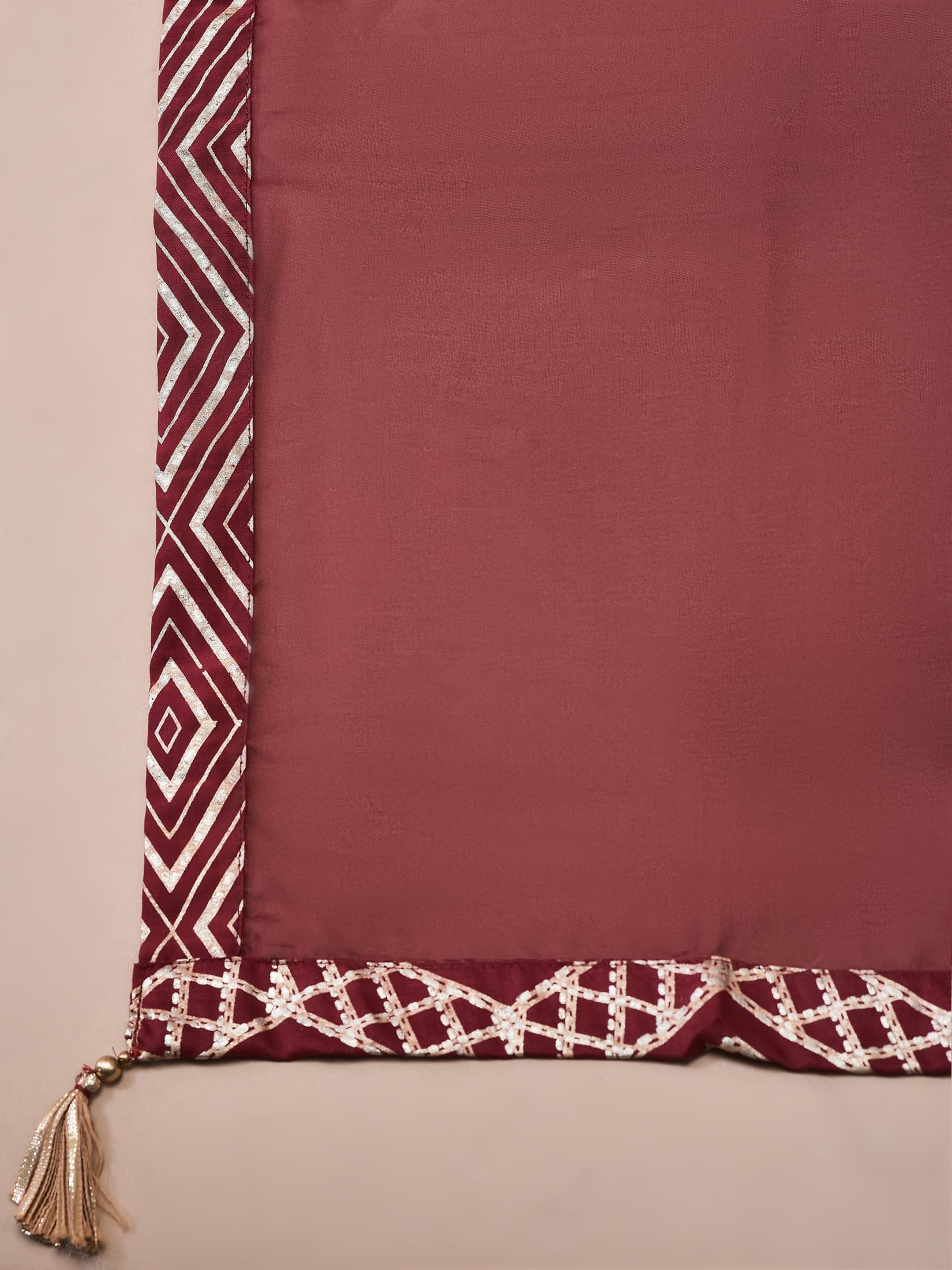 Women Samaira Maroon Geometric Print Kurta Comfort Pant Dupatta.