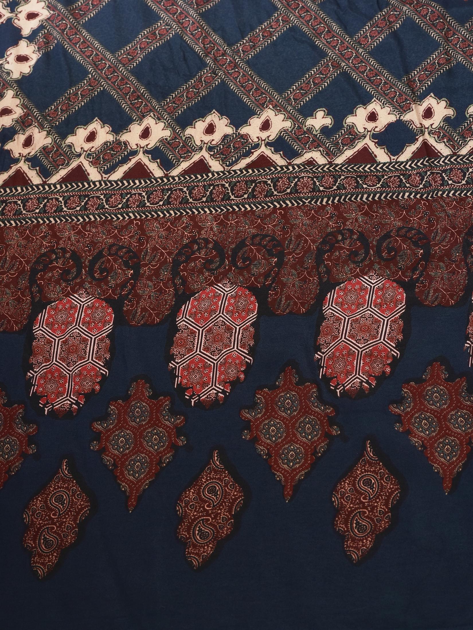 Women Muslin Blue Printed Kurta Comfort Pant Dupatta.