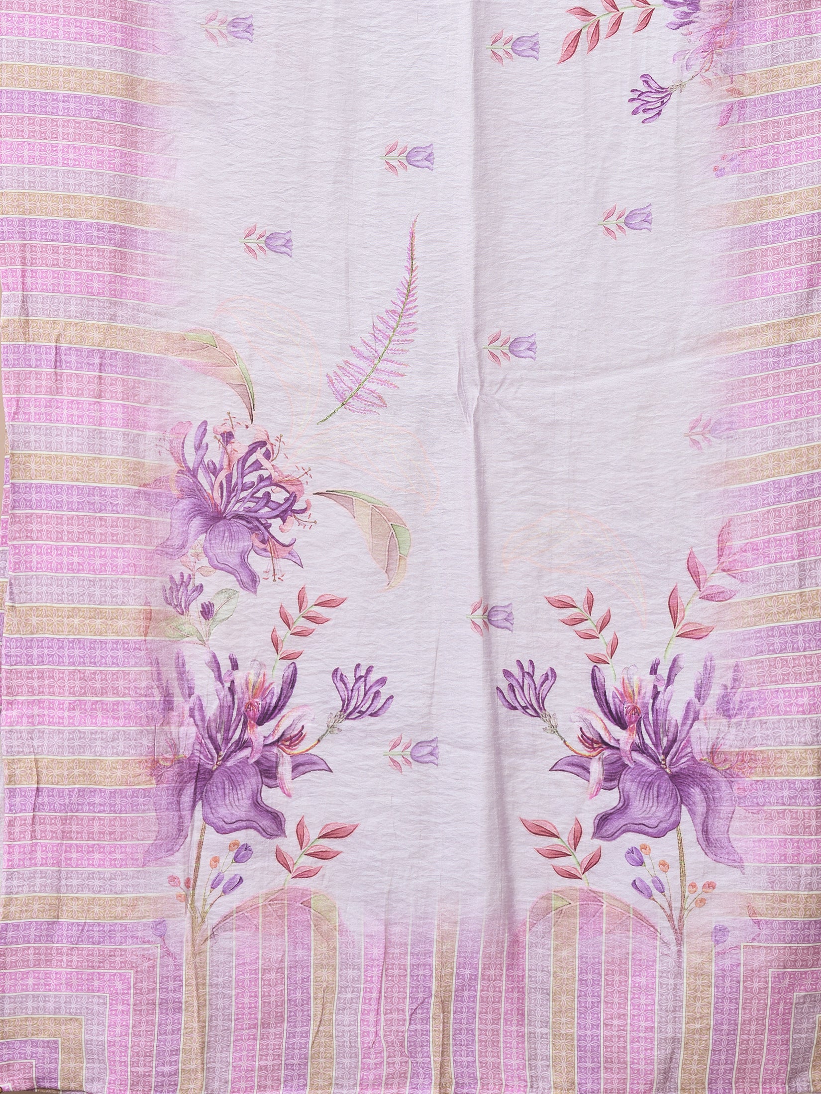 Women Liva Lilac Floral Print Kurta Comfort Pant Dupatta