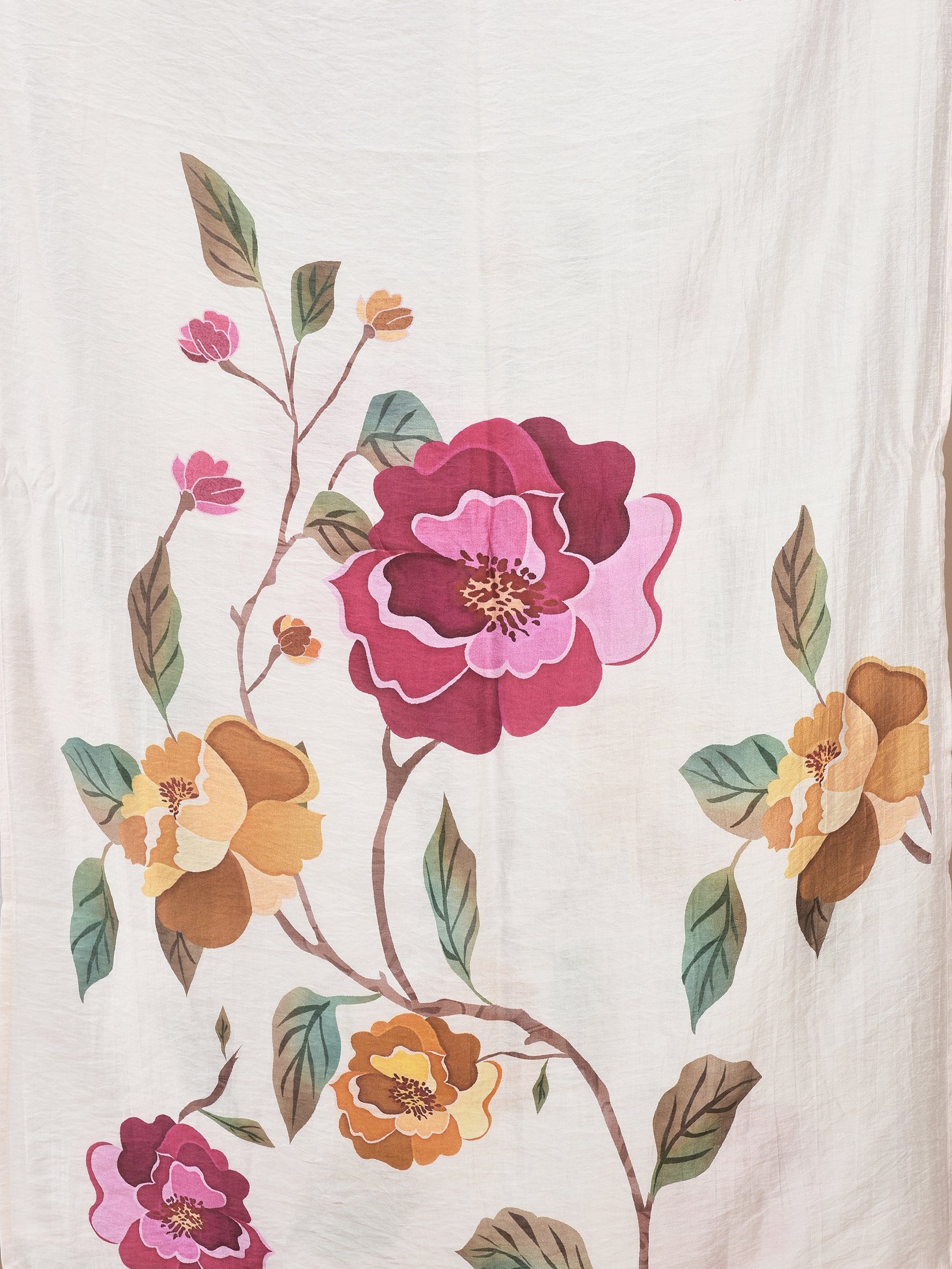 Women Liva Off White Floral Print Kurta Comfort Pant Dupatta