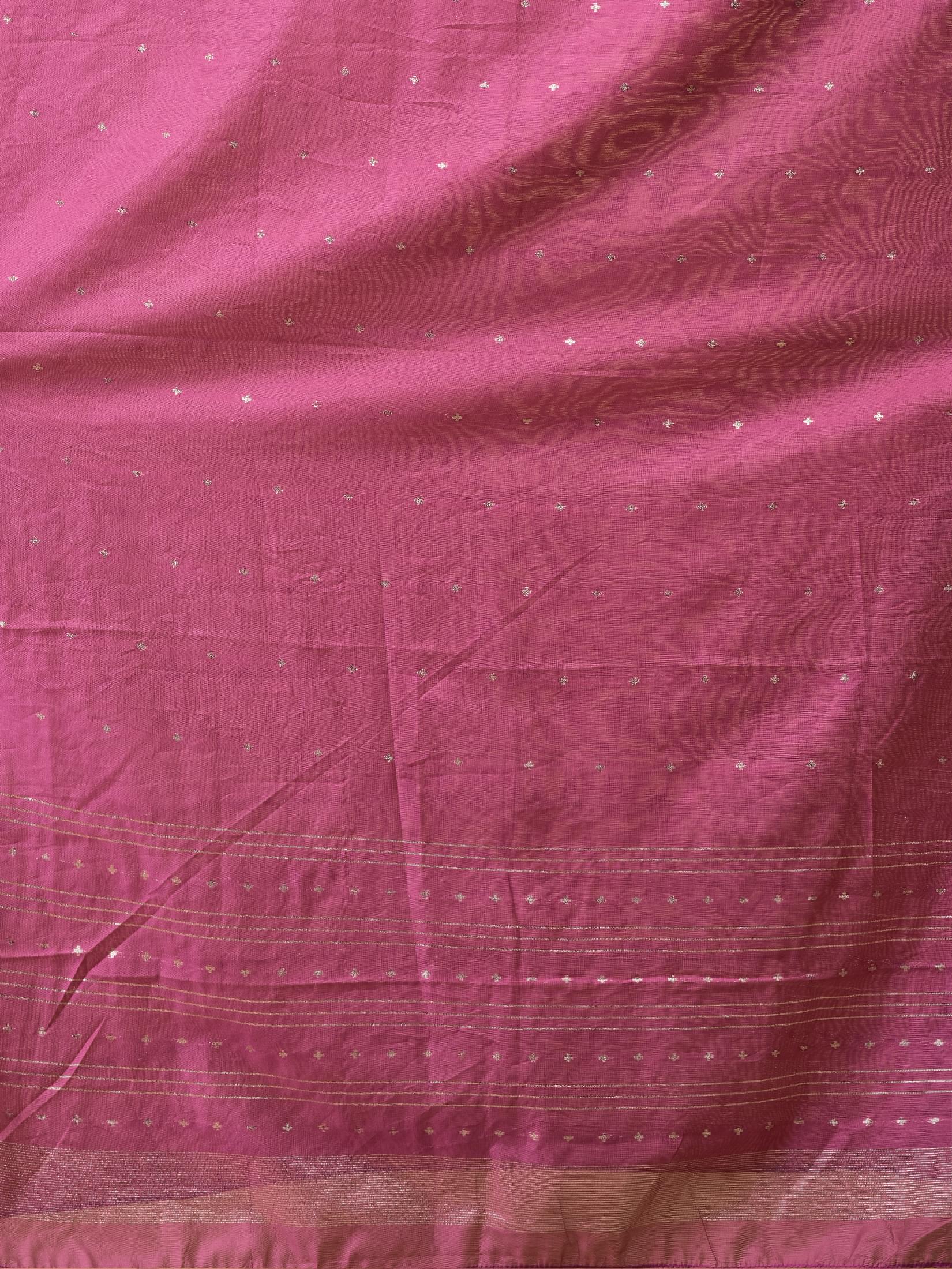 Women Liva Fuchsia Pink Geometric Print Kurta Comfort Pant Chanderi Dupatta.