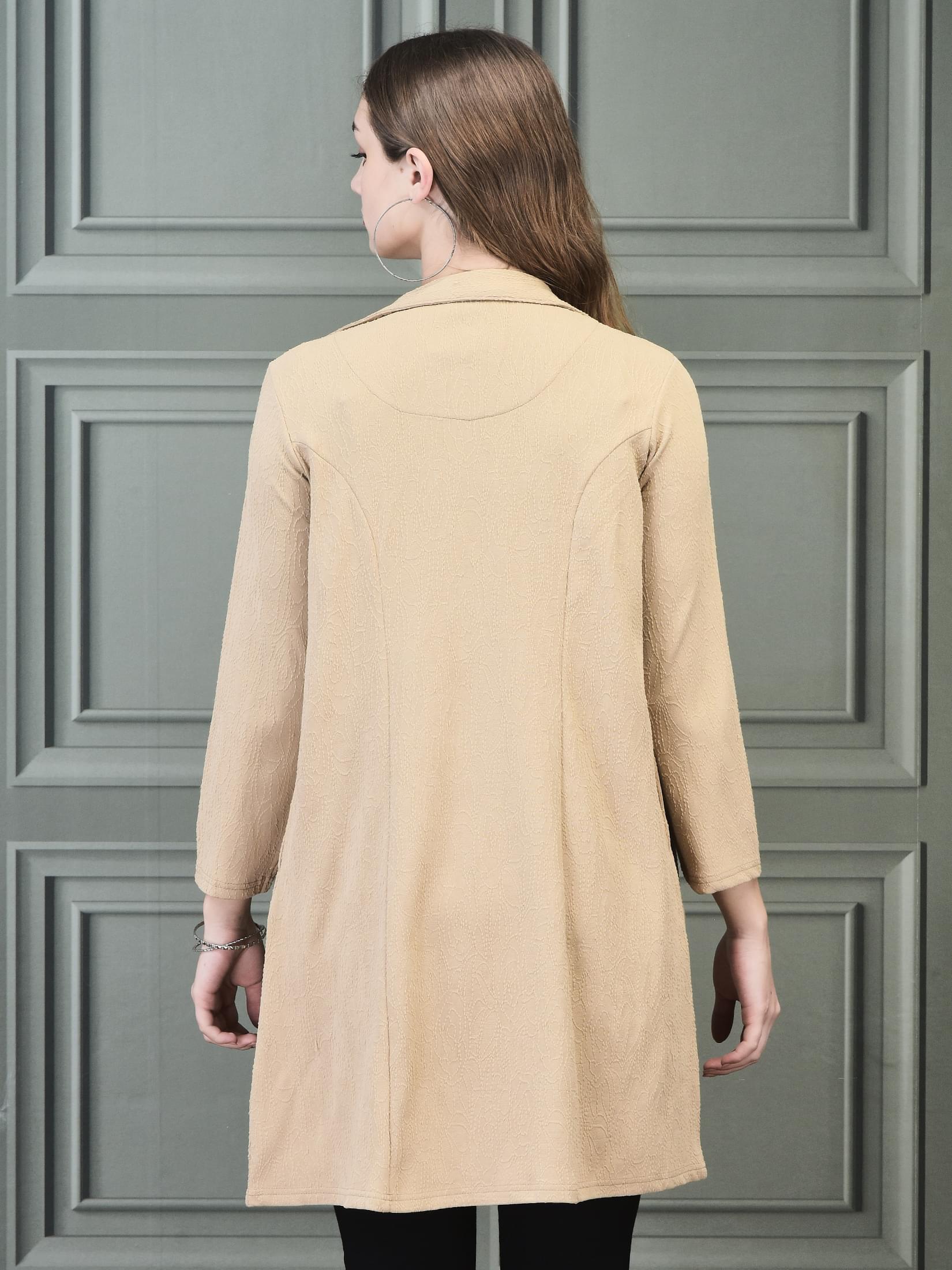 Women Liva Beige Solid Shrug.