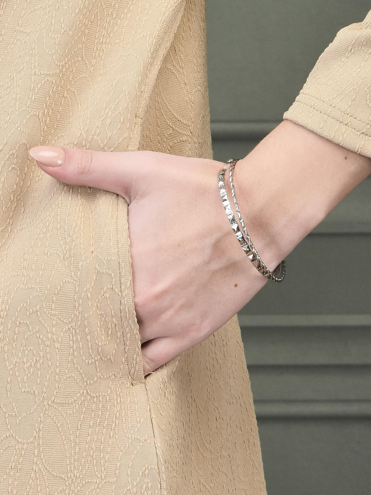 Women Liva Beige Solid Shrug.