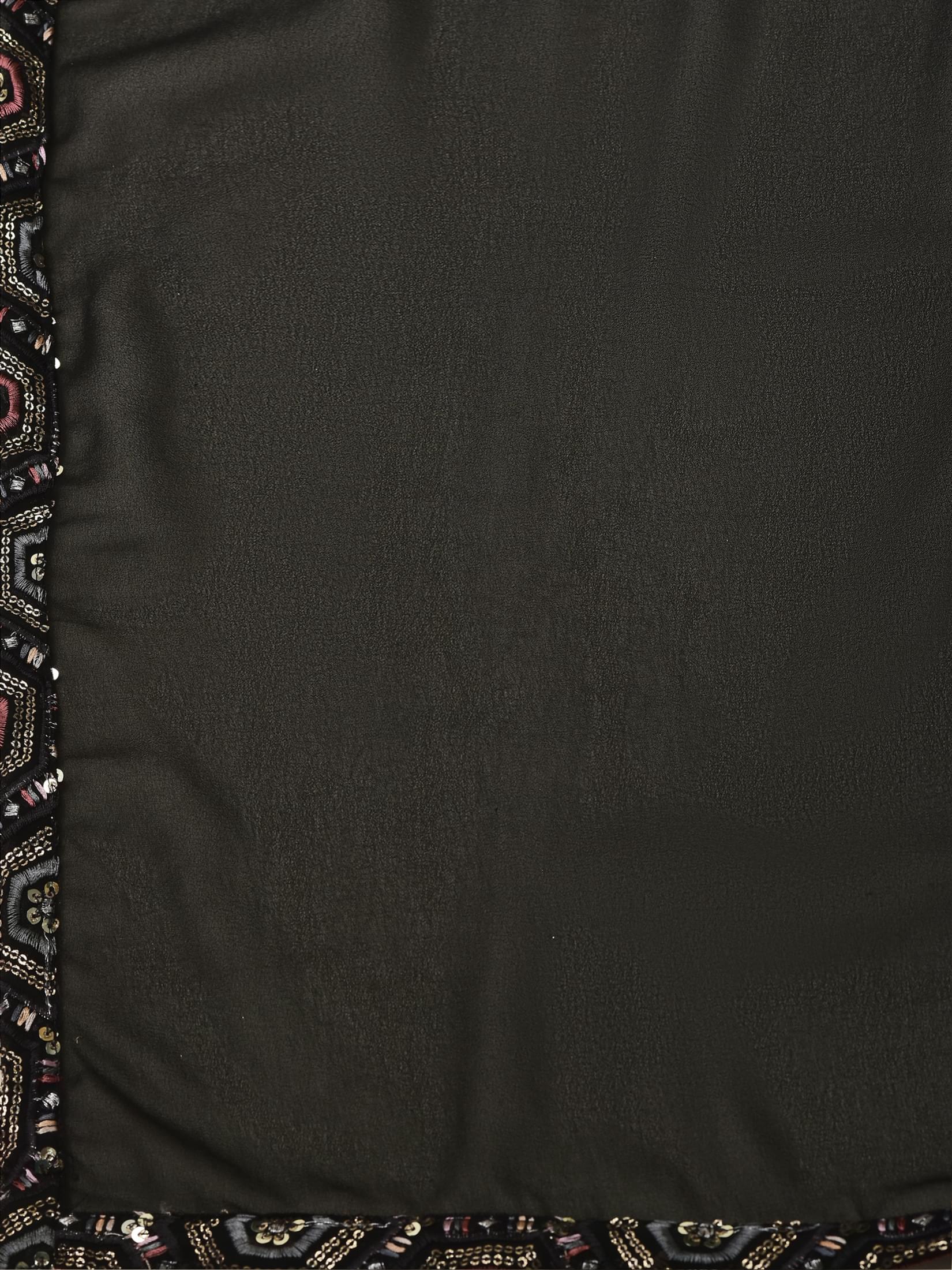 Women Georgette Black Embroidered Dress With Dupatta.