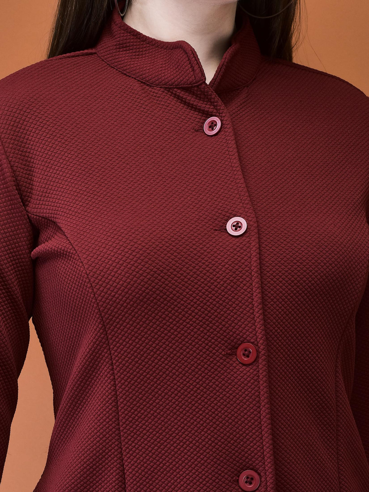 Women Viscose Maroon Solid Shrug.
