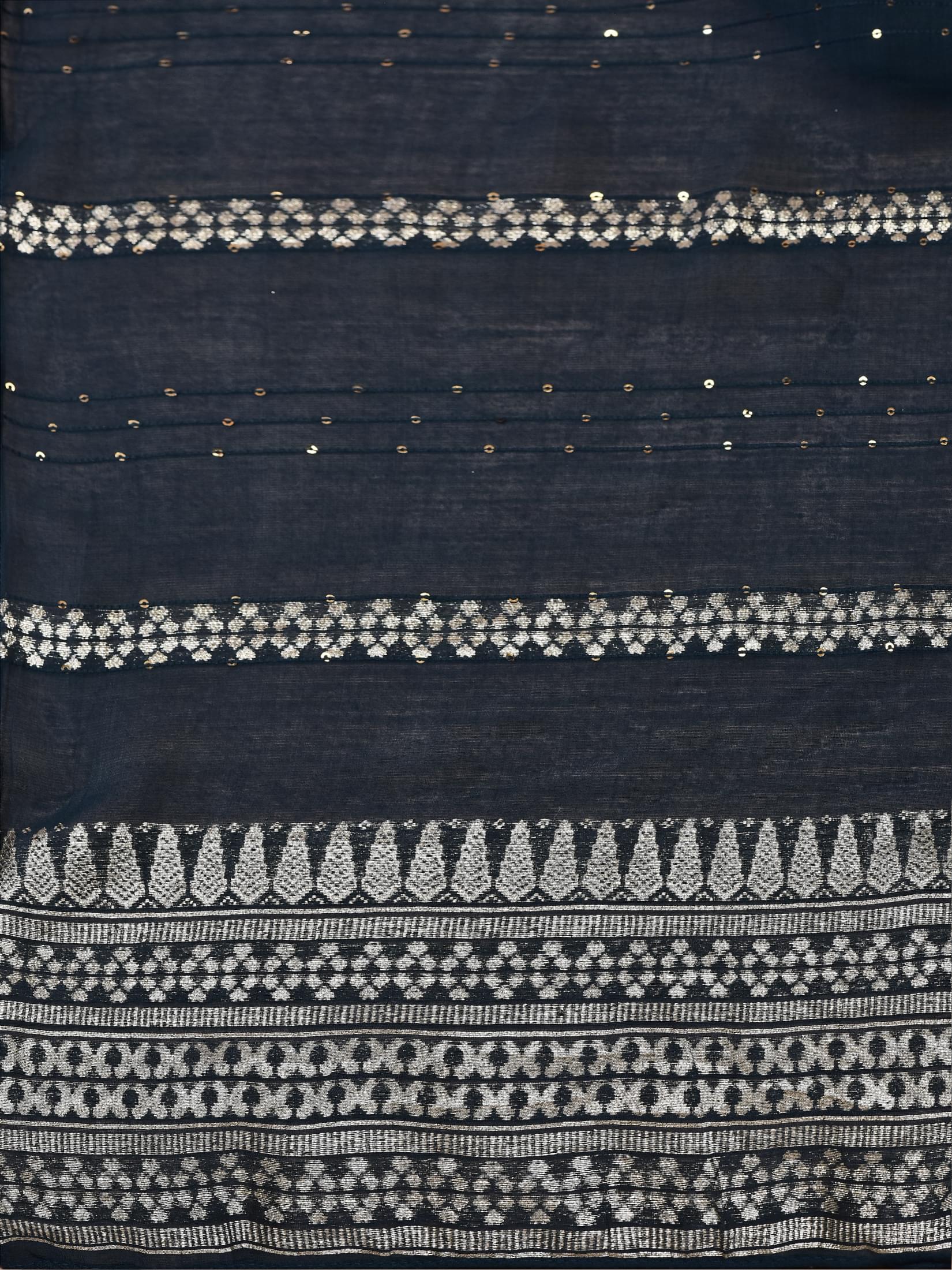 Women Chanderi Dark Green Embroidered Crop top Kurta Trouser Dupatta.