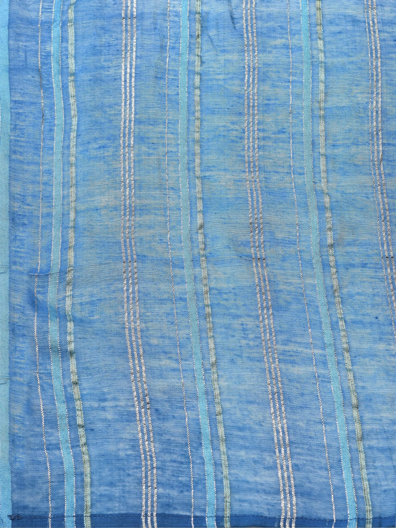 Women Silk Blend Blue Embroidered Kurta Trouser Dupatta.