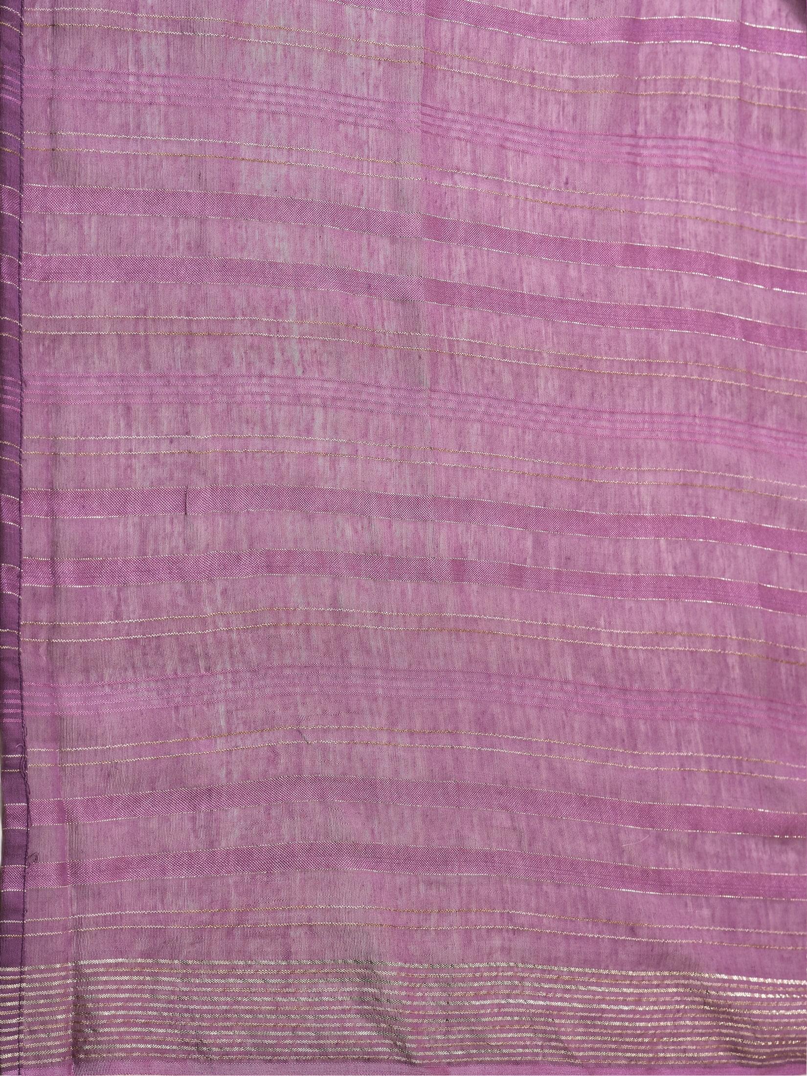 Women Silk Blend Purple Embroidered Kurta Trouser Dupatta.