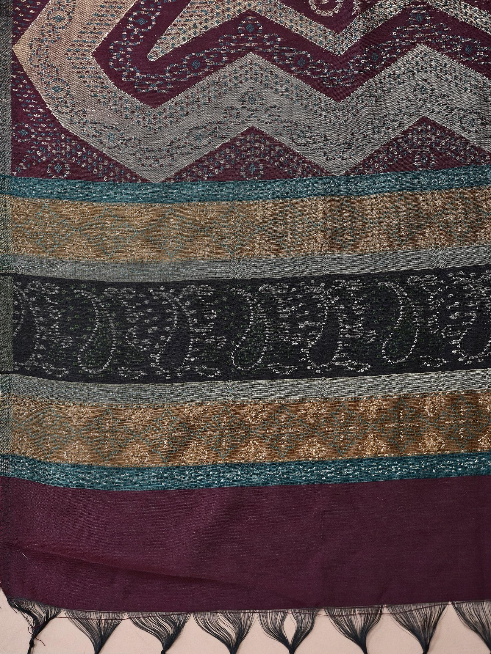 Women Silk Blend Beige Embroidered Kurta Trouser Jacquard Dupatta.