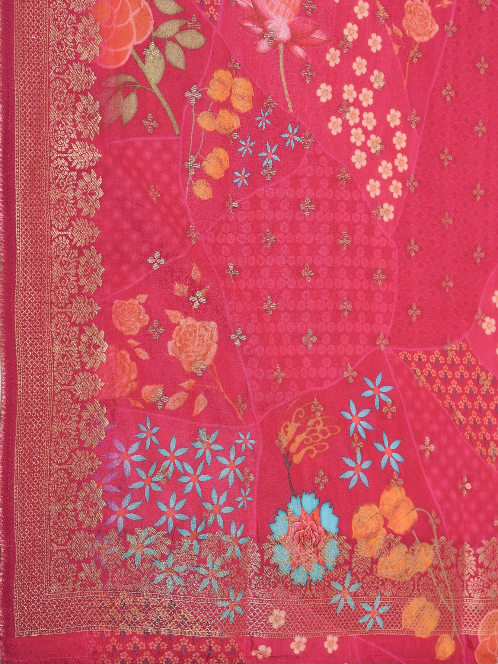 Women Silk Blend Mustard Embroidered Kurta Comfort Pant Dupatta.
