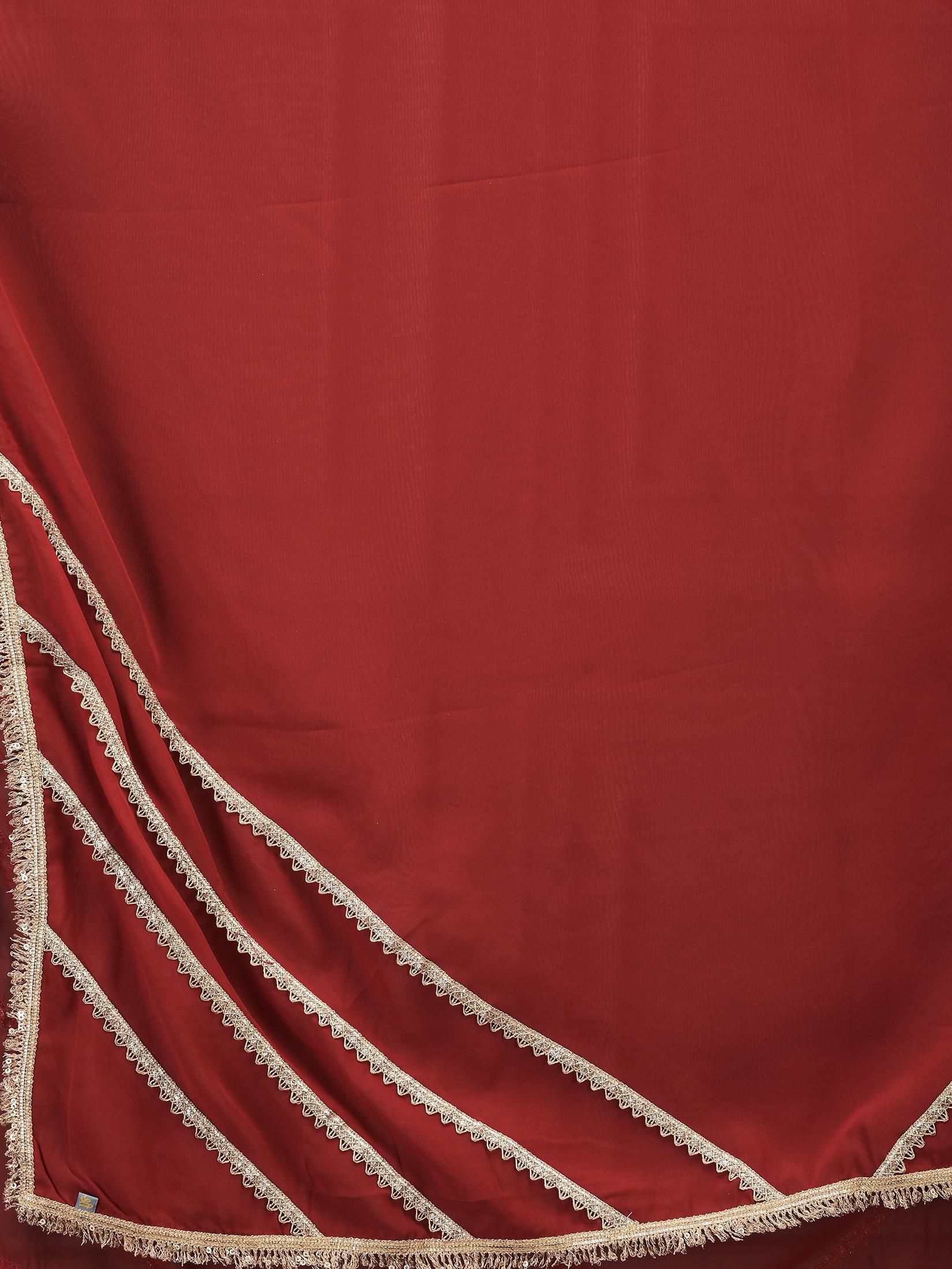 Women Straight Red Choli Skirt Dupatta.