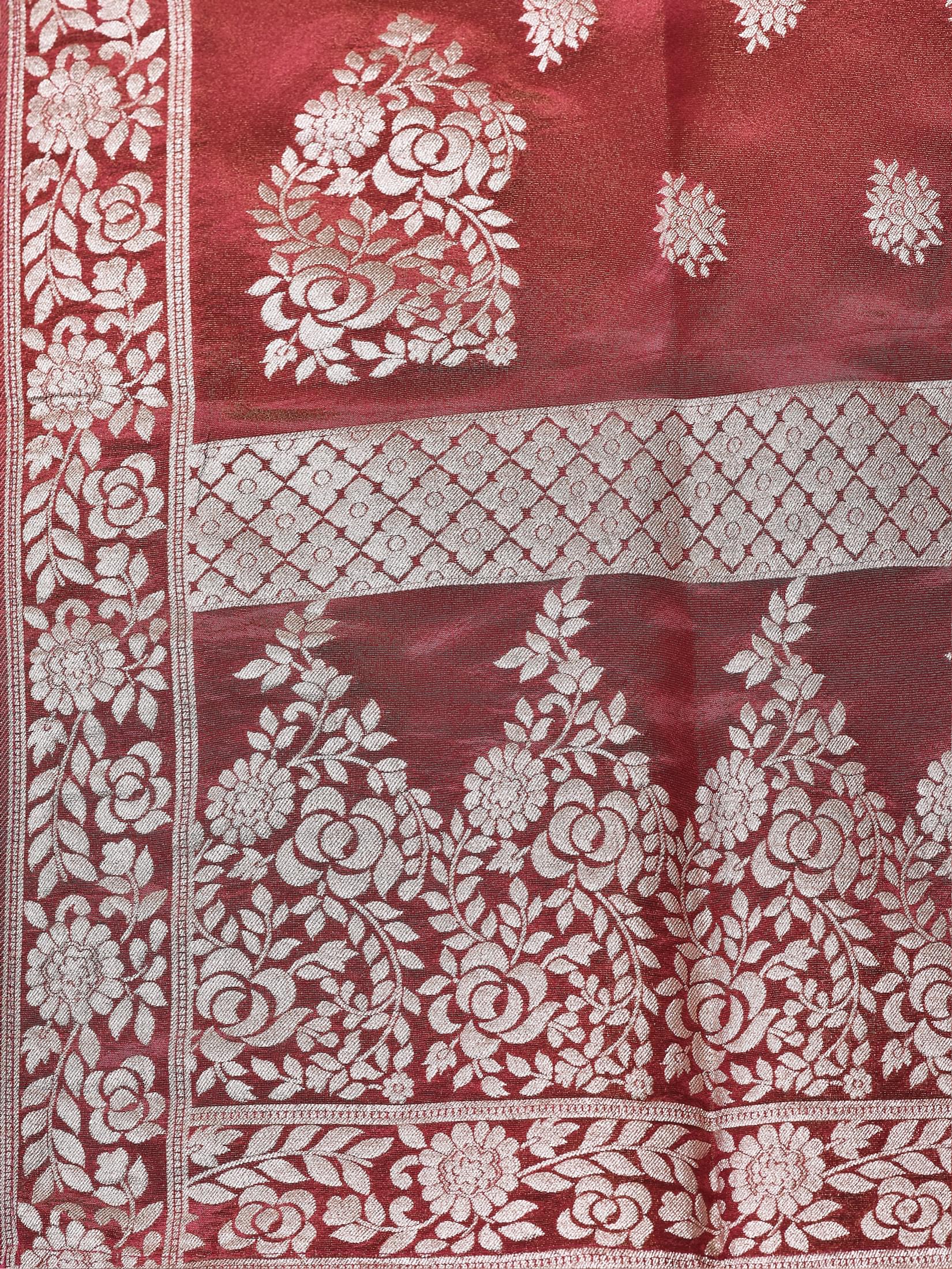 Women Dola Jacquard Blue Woven Kurta Sharara Dupatta.