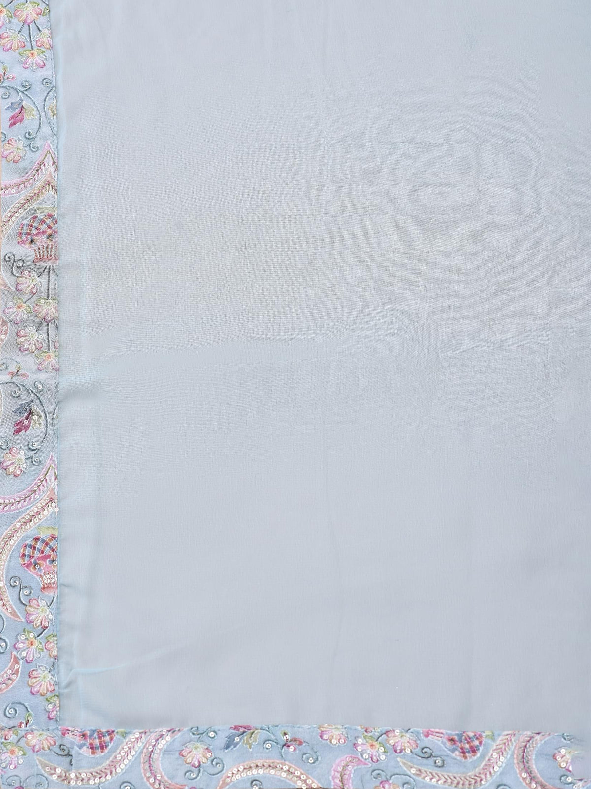 Women Viscose Blue Embroidered Kurta Sharara Dupatta.