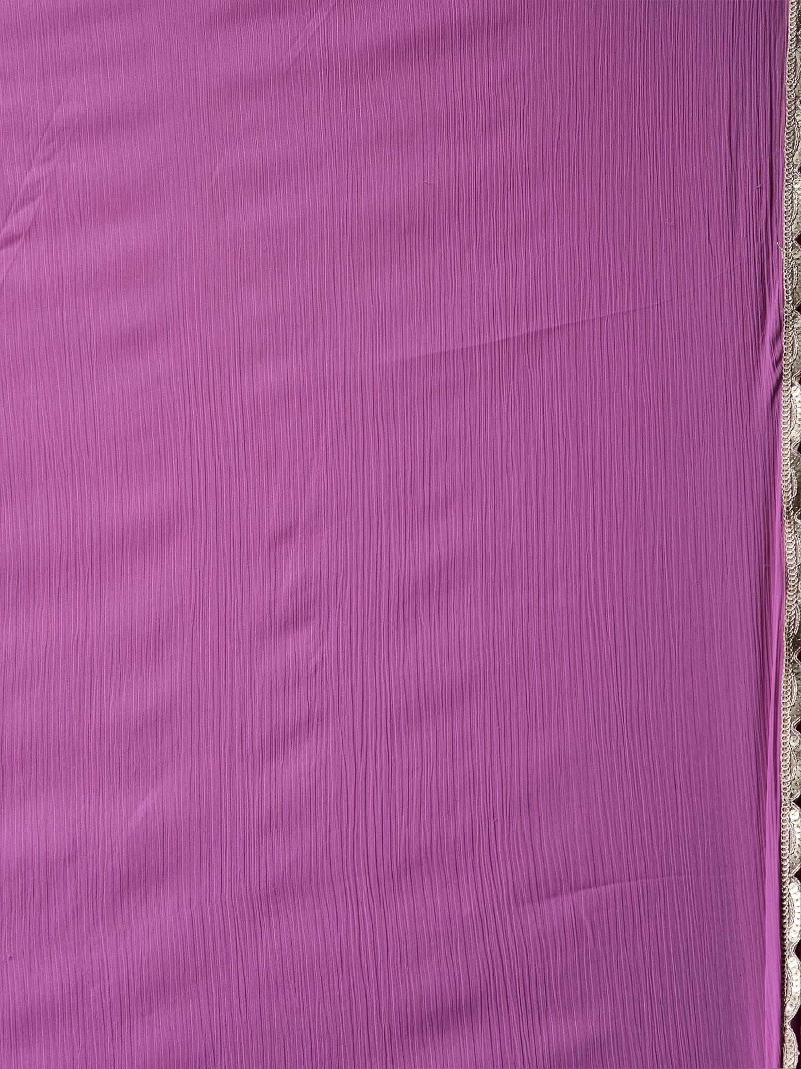 Women Liva (Viscose) Purple Solid Kurta Split Pant Dupatta.