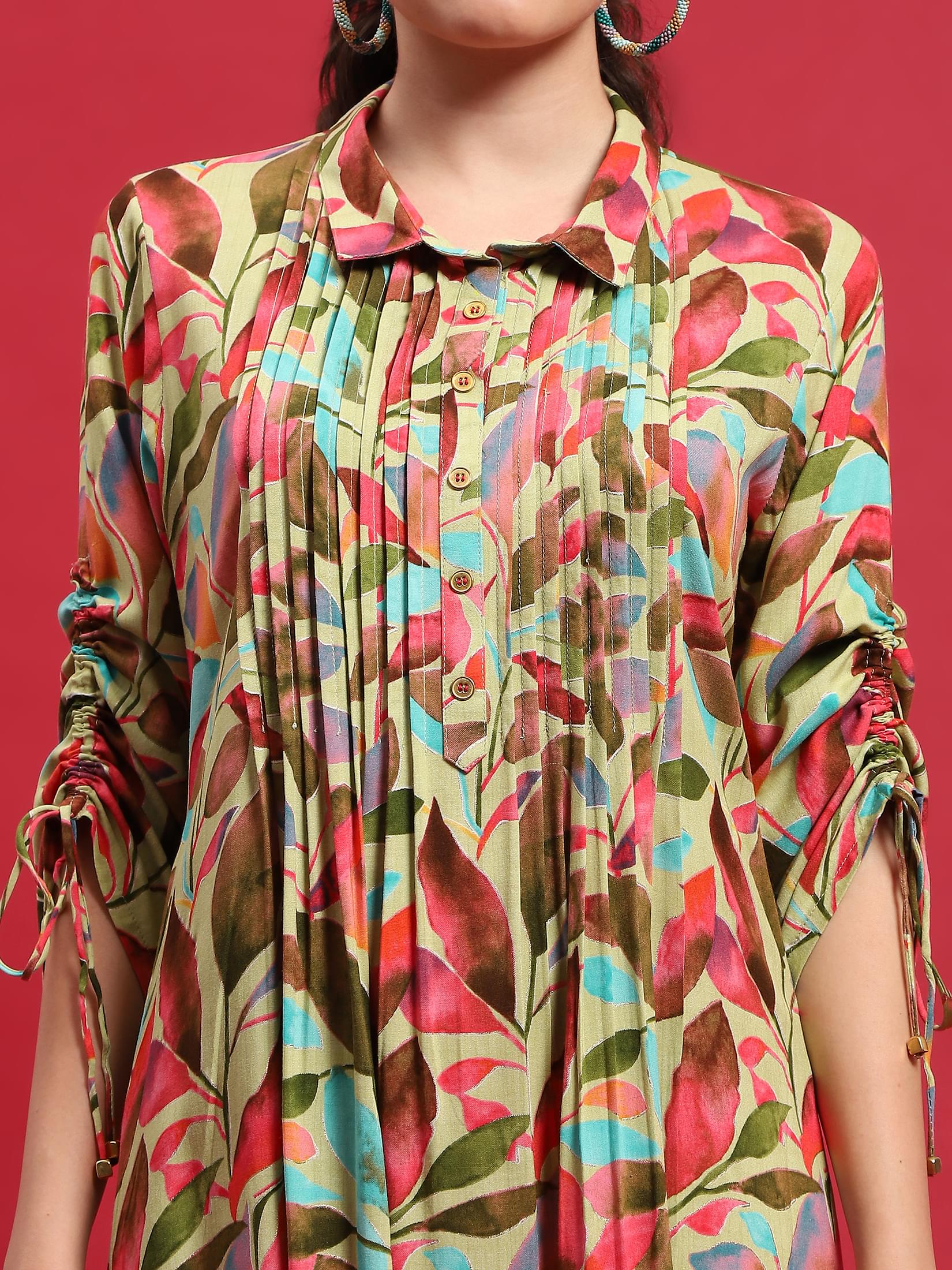 Women Liva Rayon Multicolor Floral Print Dress.
