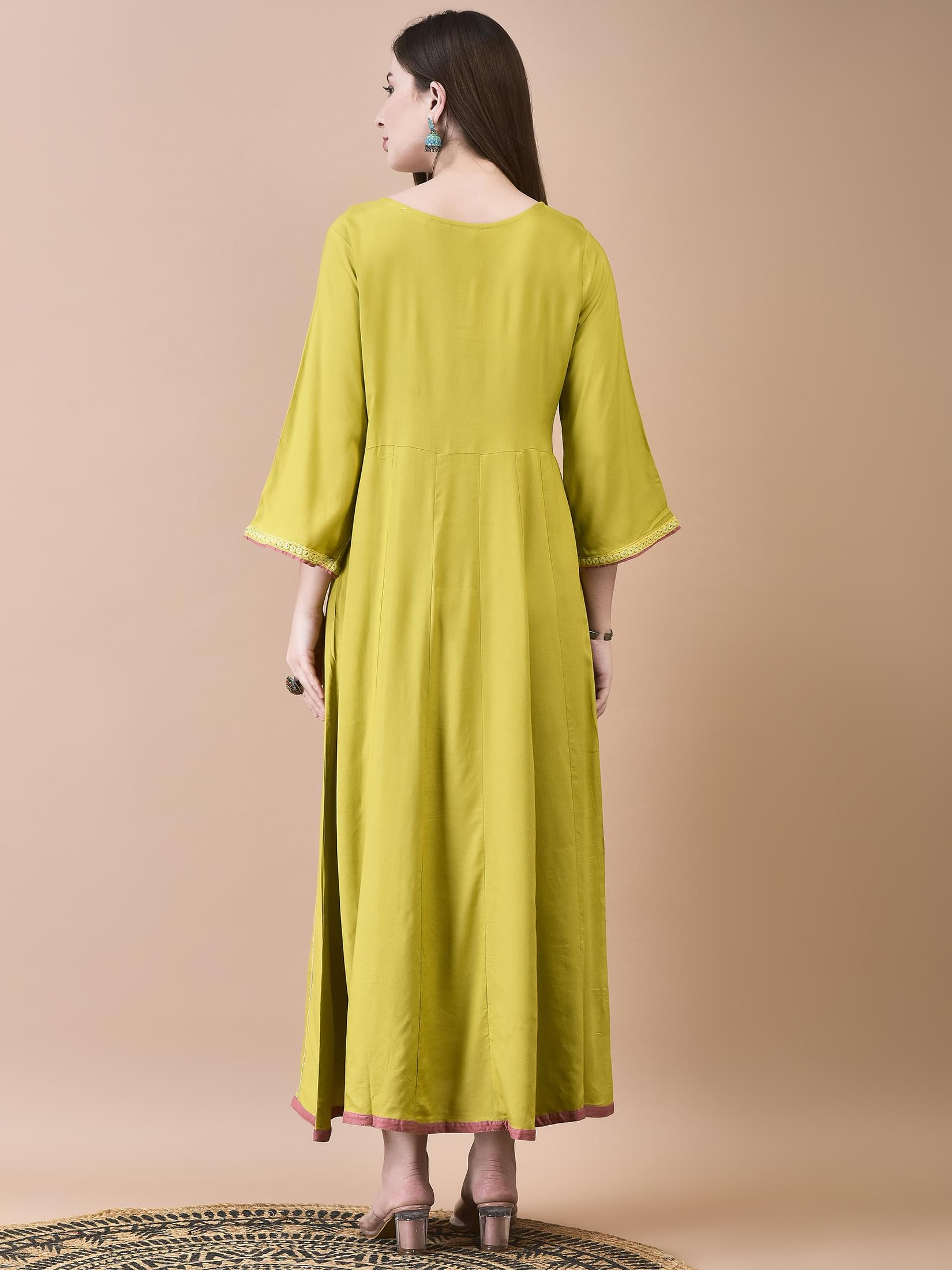 Women Liva Green Solid Dress.