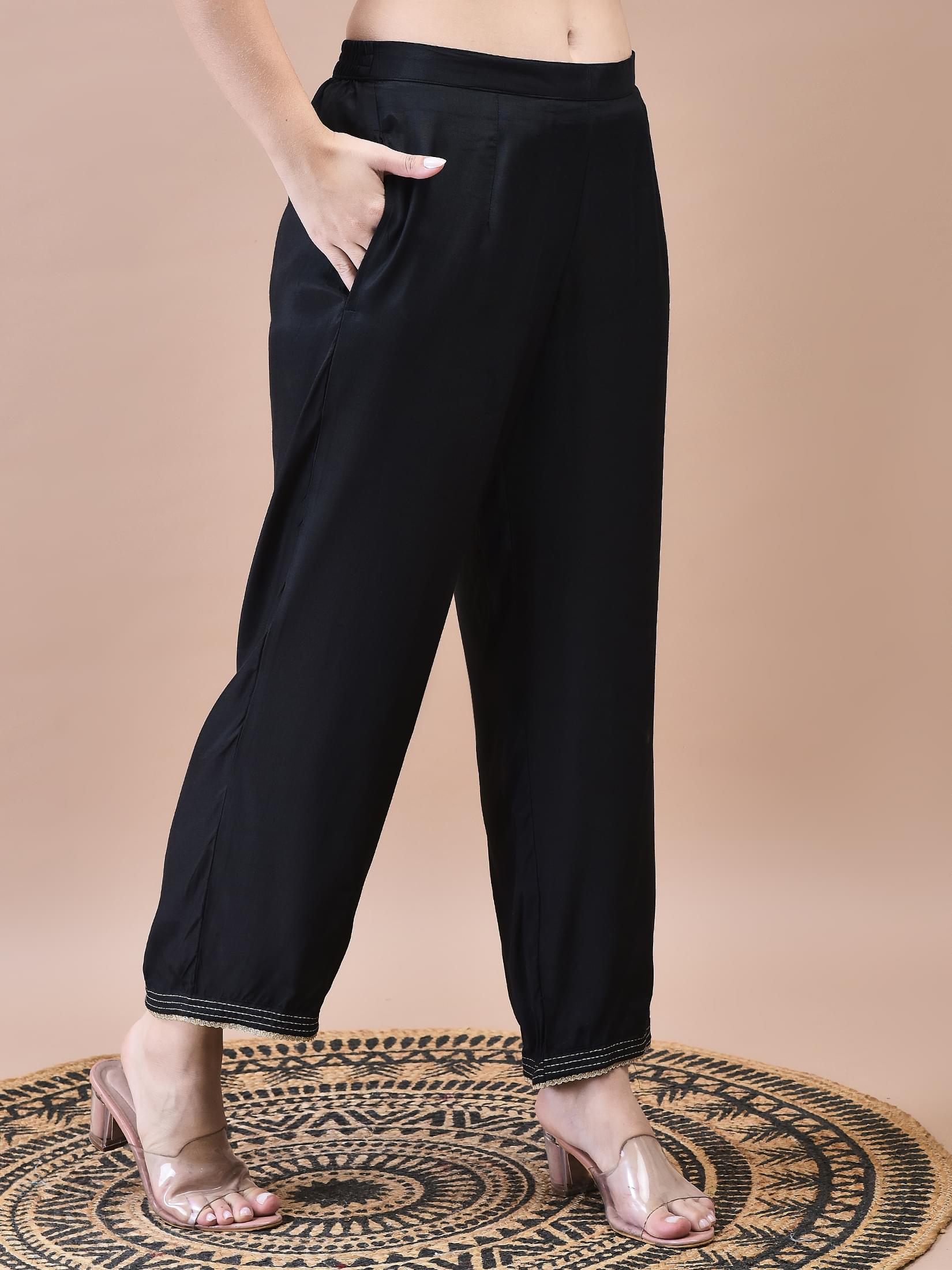 Women Dola Jacquard Black Woven Kurta Comfort Pant Dupatta.