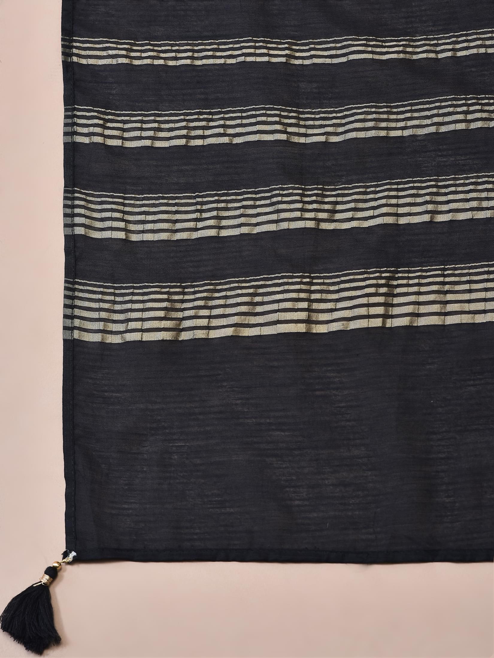 Women Dola Jacquard Black Woven Kurta Comfort Pant Dupatta.
