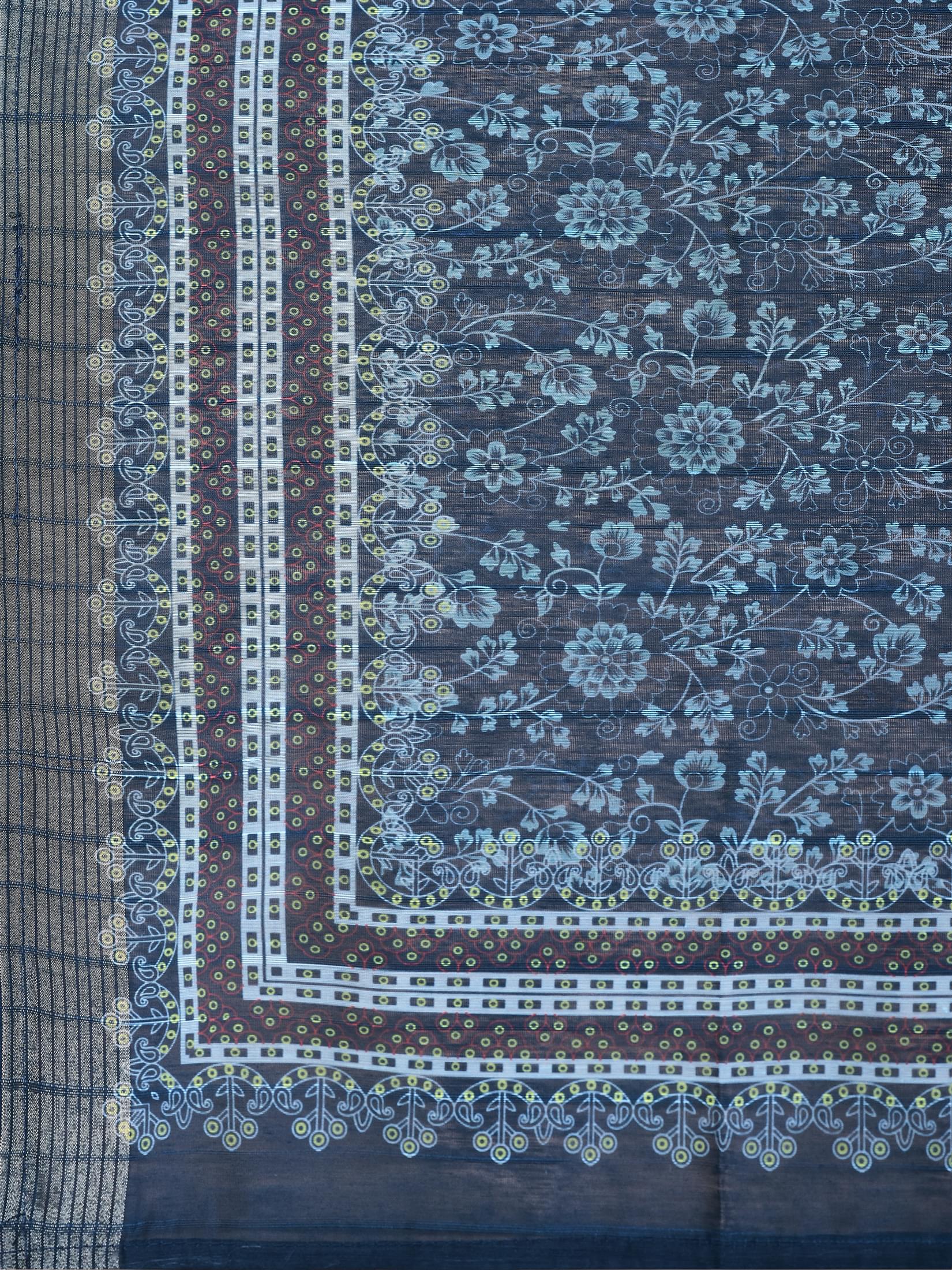 Women Poly Viscose Blue Embroidered Kurta Comfort Pant Chanderi Dupatta.