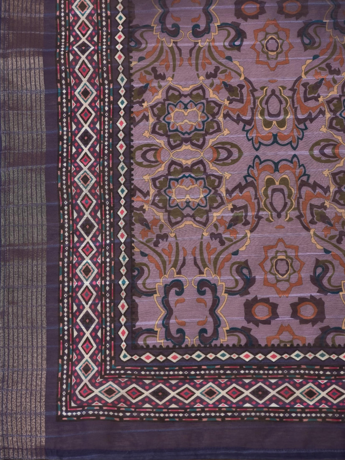 Women Poly Viscose Mauve Embroidered Kurta Comfort Pant Dupatta.
