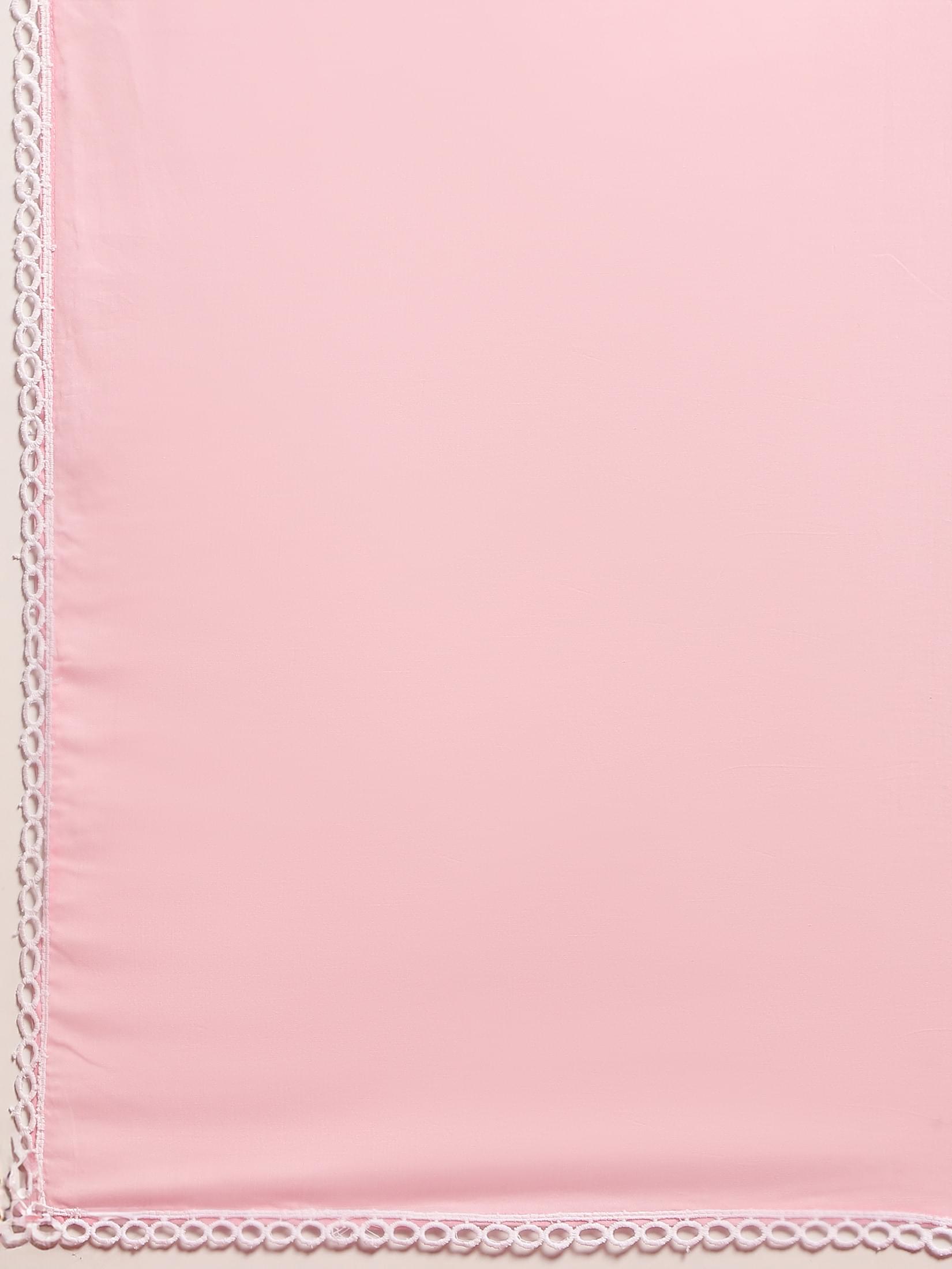 Women Cotton Pink Solid Kurta Comfort Pant Dupatta.