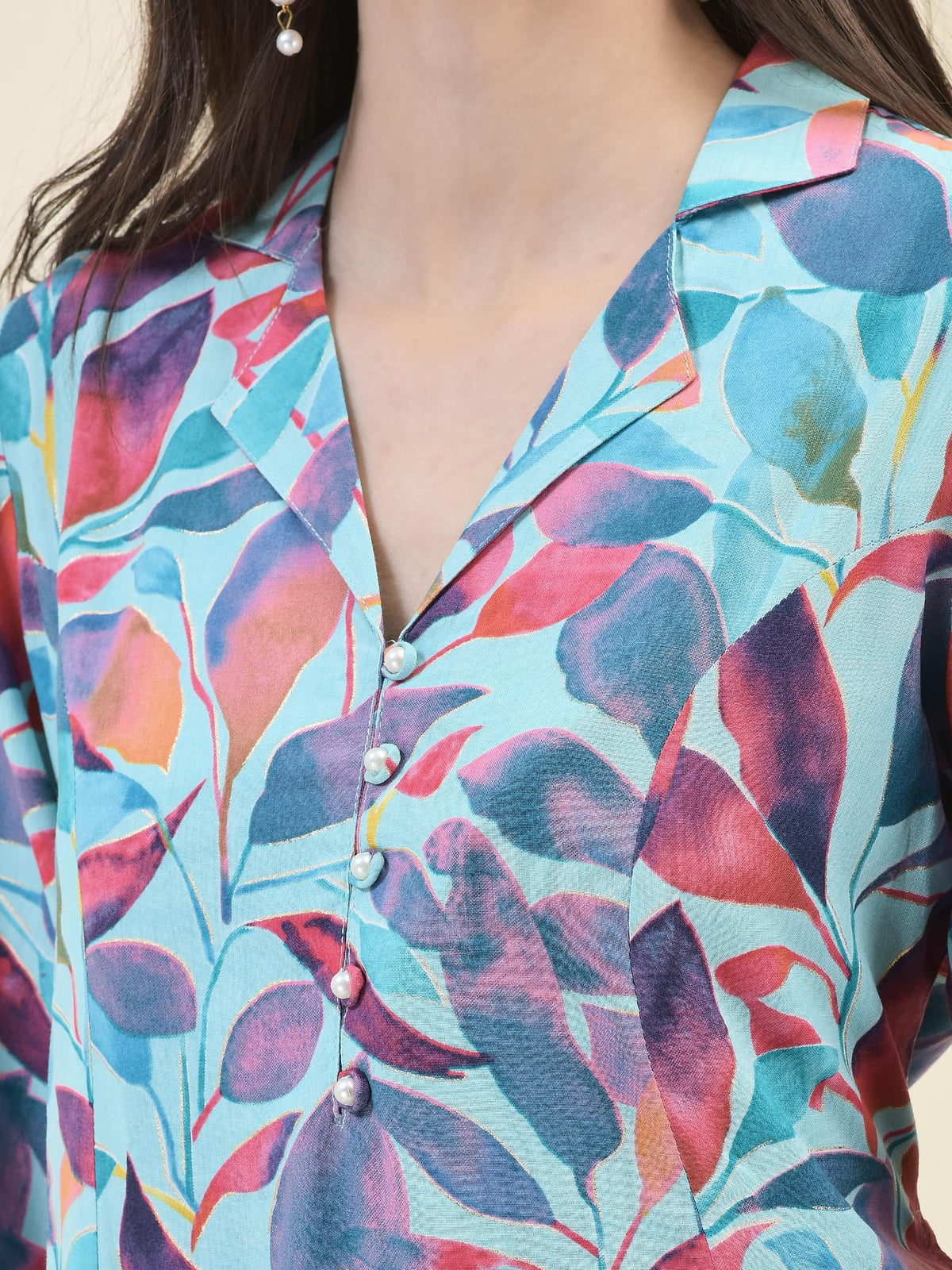Women Liva Rayon Multicolor Abstract Print Co-Ord Set.