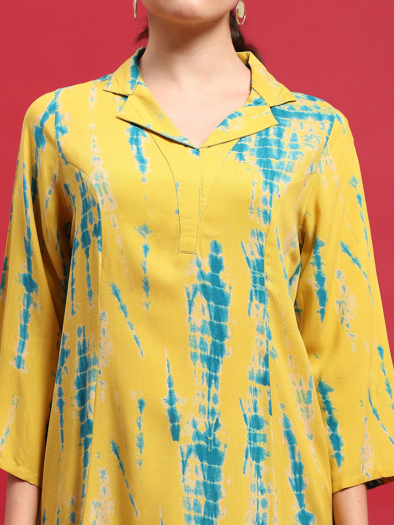 Women Liva Rayon Green Tie Dye Print Co-Ord Set.