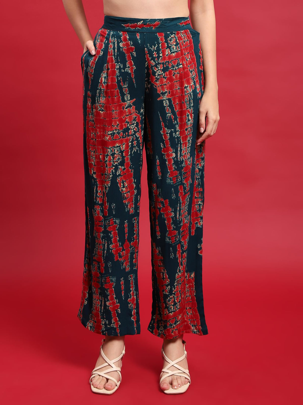 Women Liva Rayon Blue Tie Dye Print Co-Ord Set.