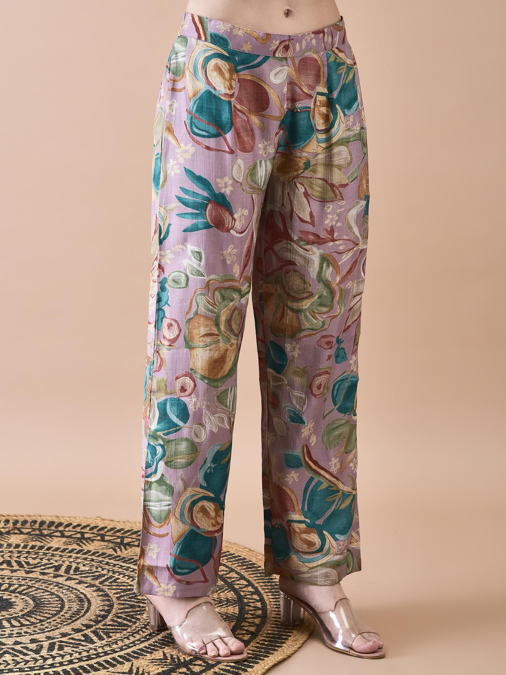 Women Liva Lilac Abstract Print Co-Ord Set.
