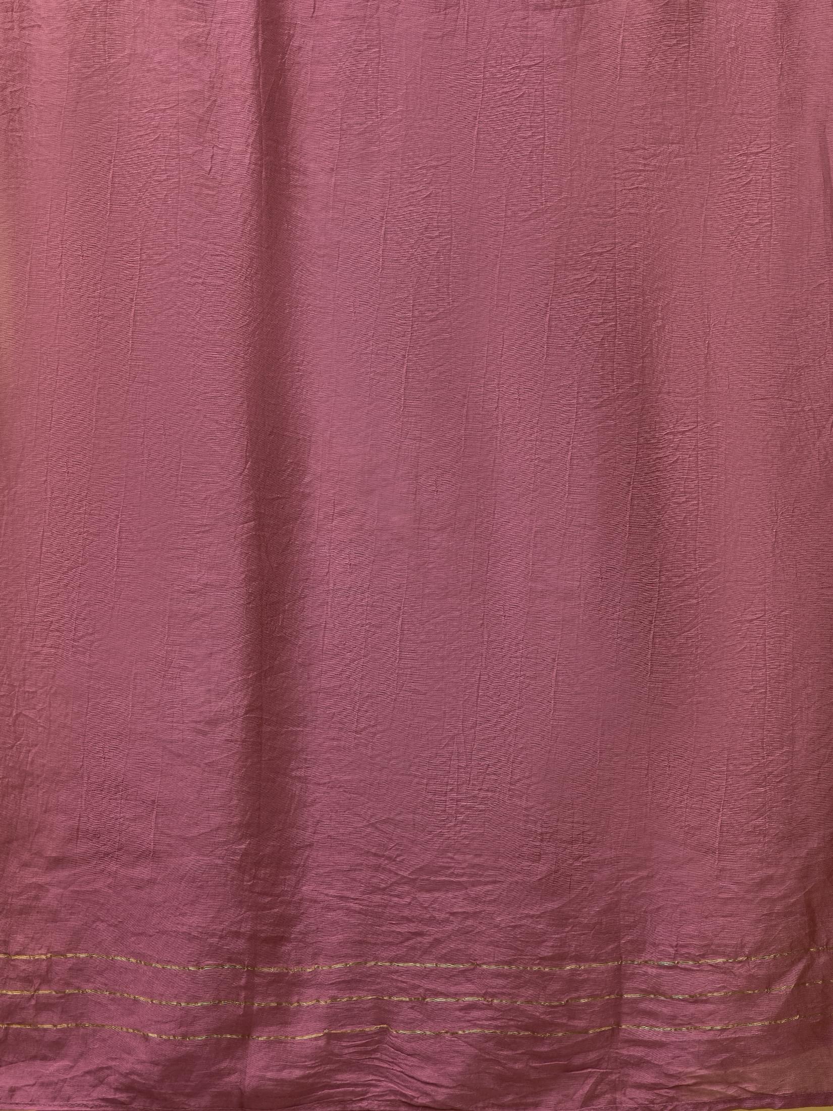 Women Silk Blend Pink Stripe Print Kurta Comfort Pant Dupatta.