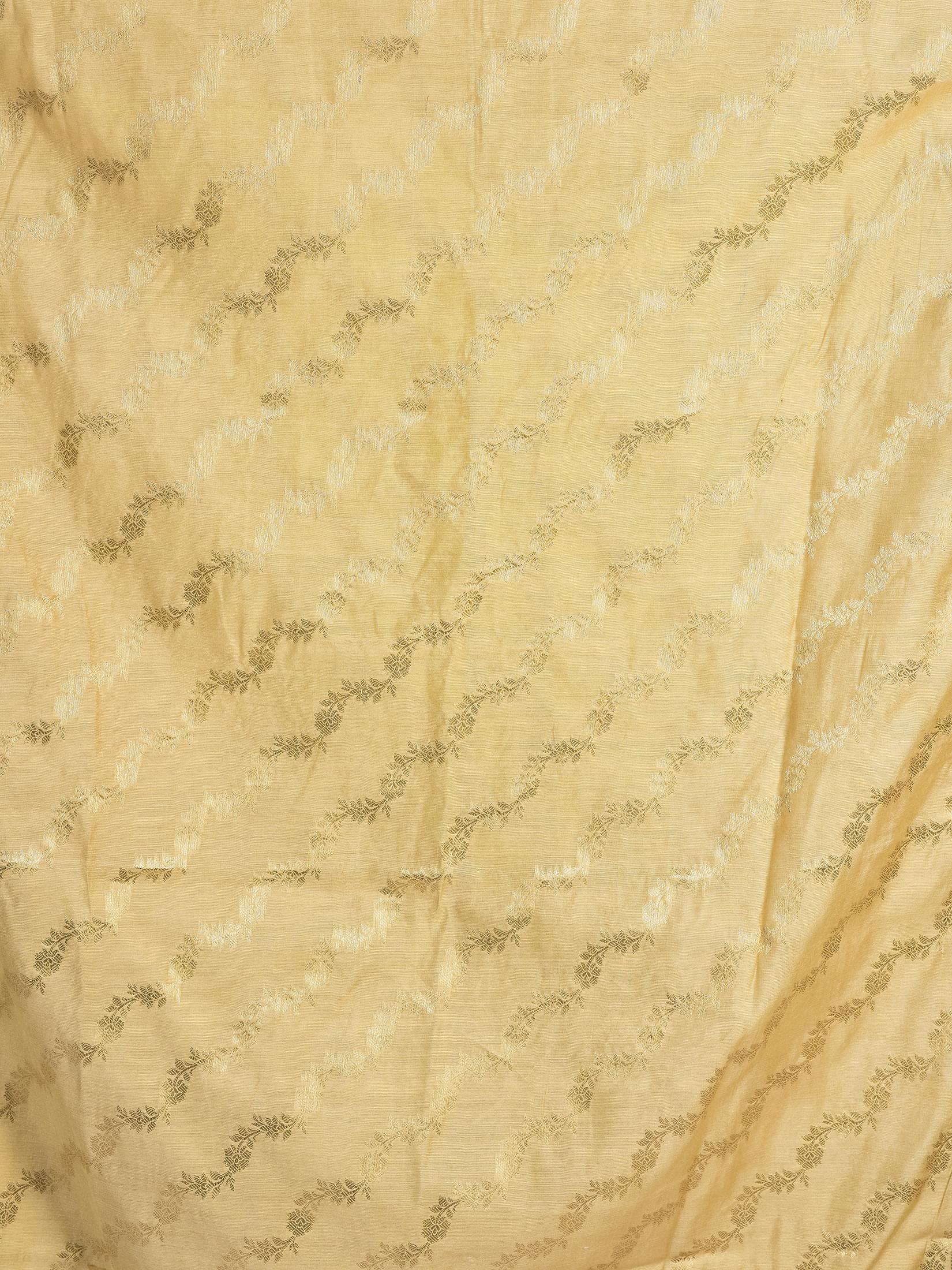 Women Jacquard Beige Woven Kurta Comfort Pant Dupatta.