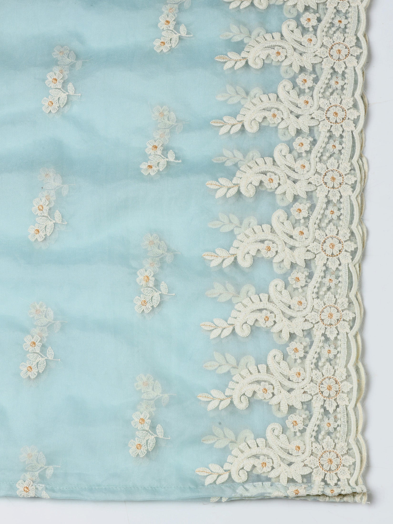 Women Linen Aqua Solid embroidered Kurta Comfort Pant Dupatta