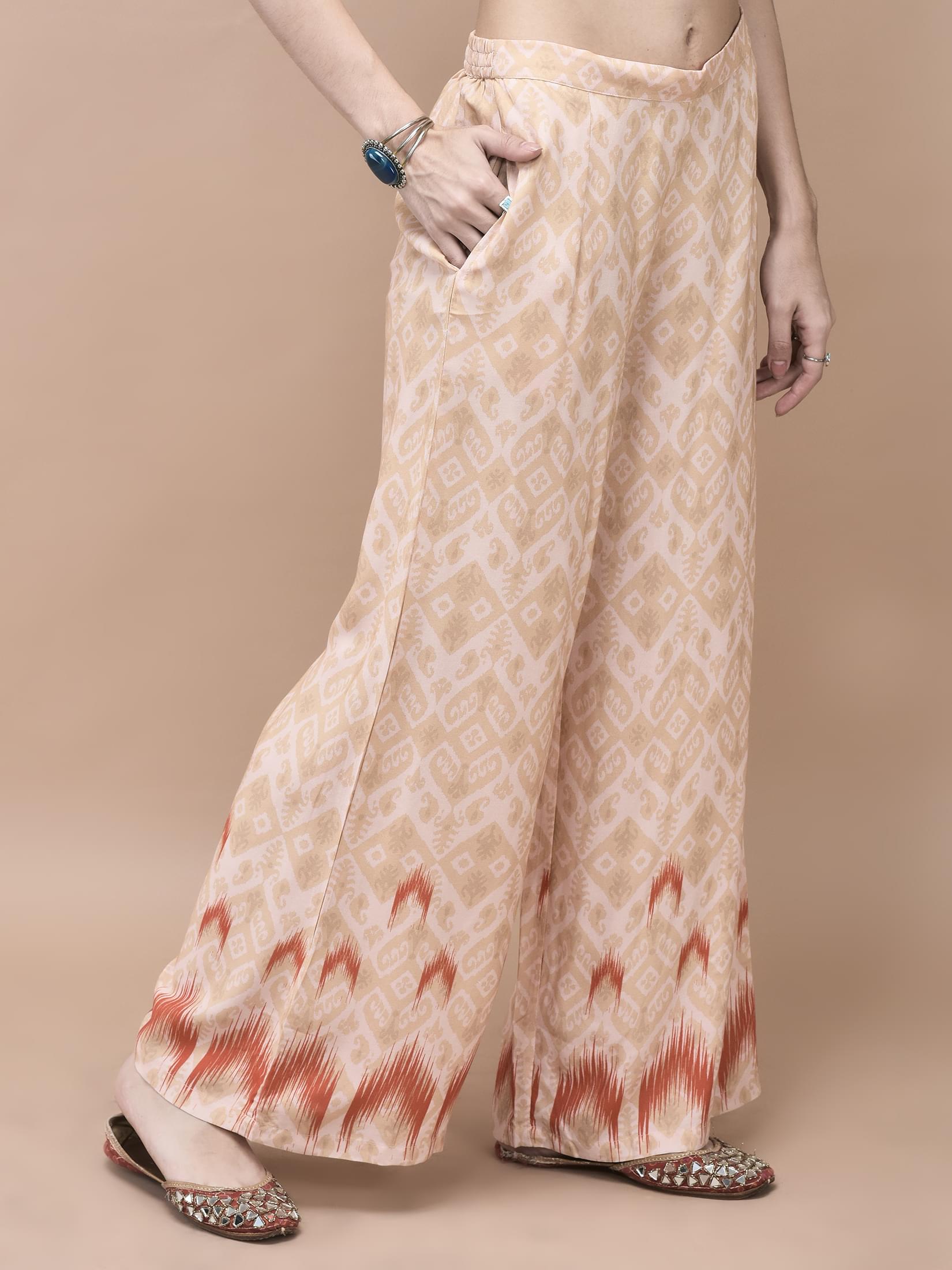Women Liva Multicolor Ikat Print Co-Ord Set.