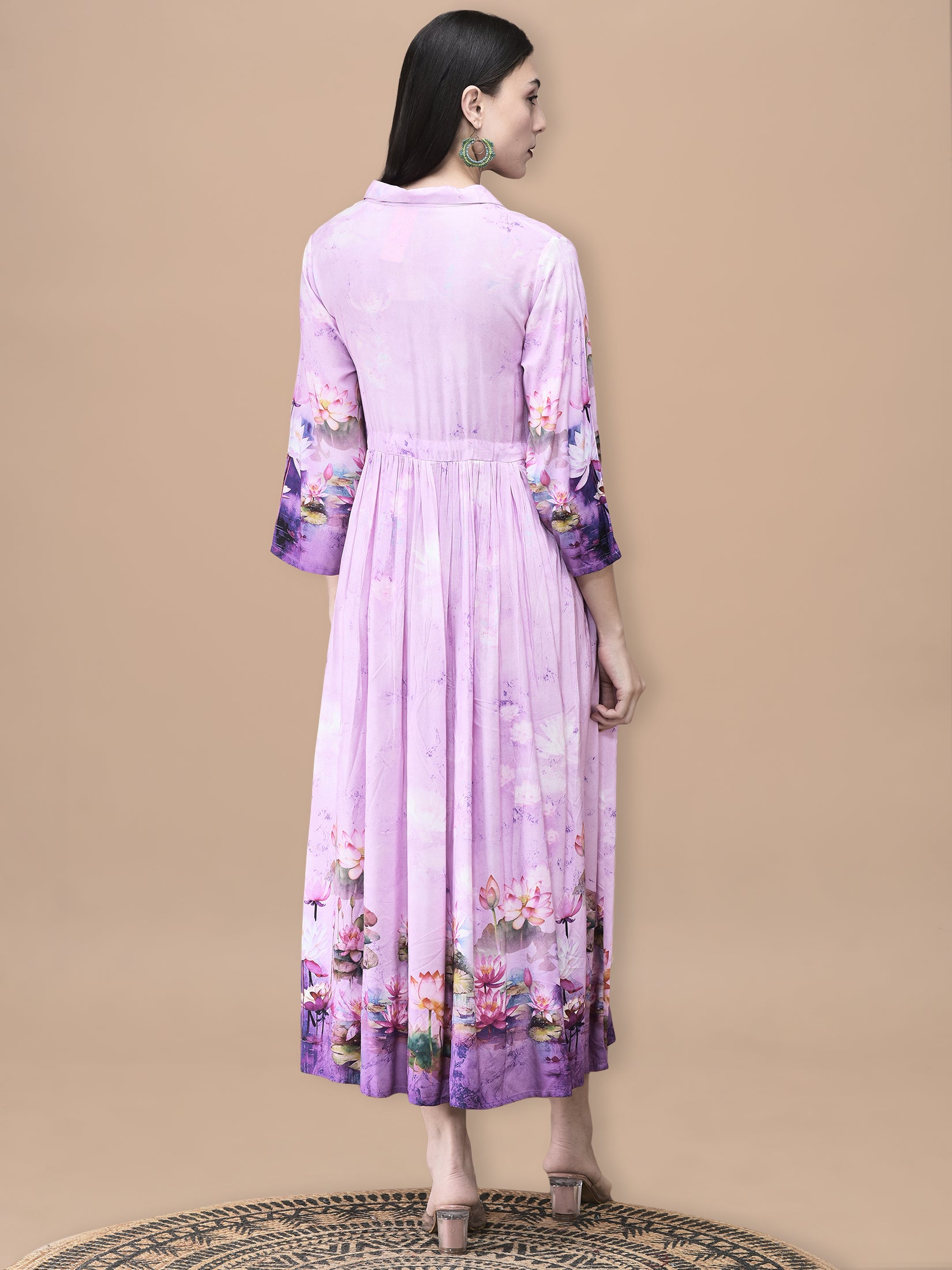 Women Liva Lilac Floral Print Dress
