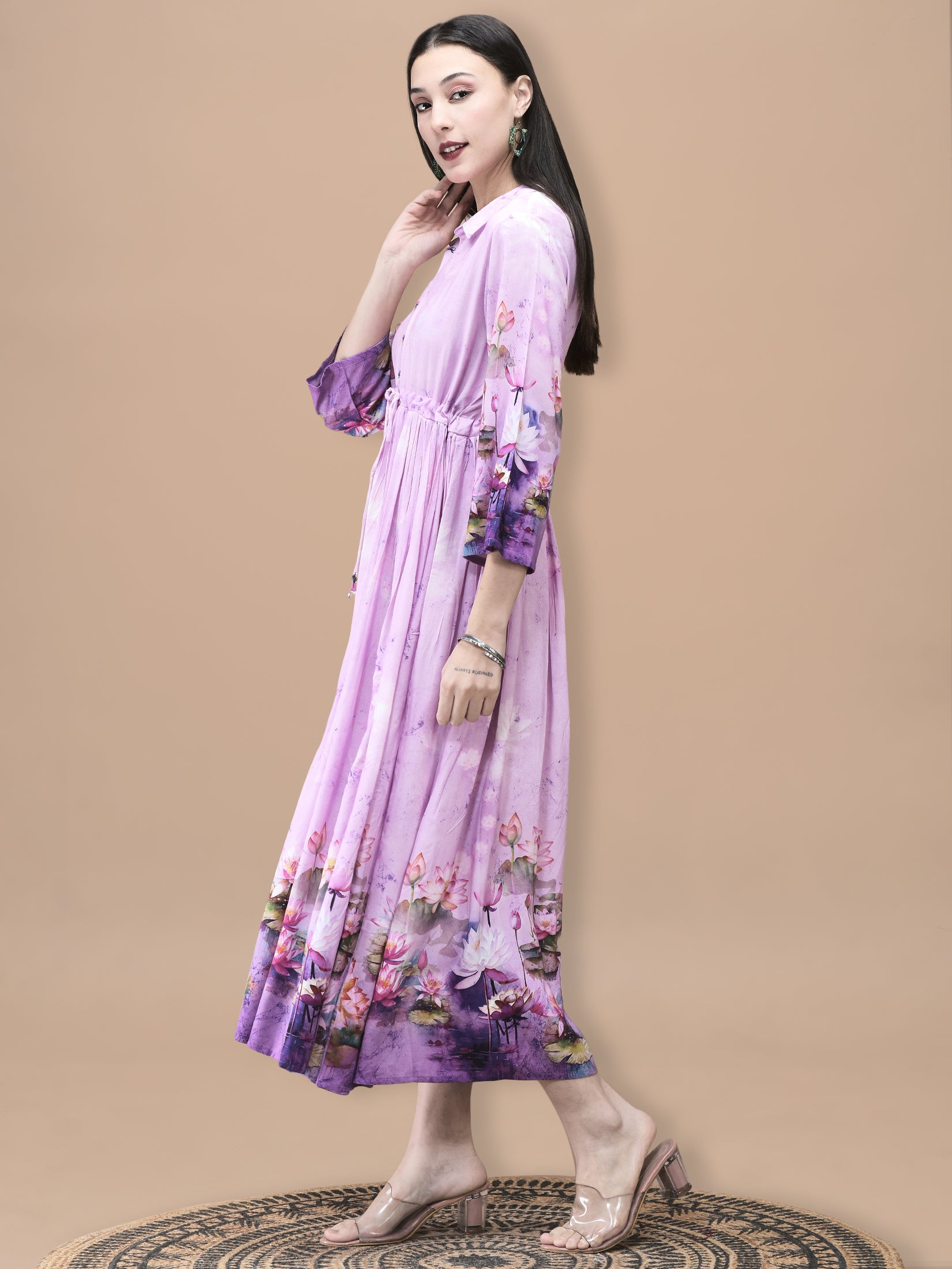 Women Liva Lilac Floral Print Dress