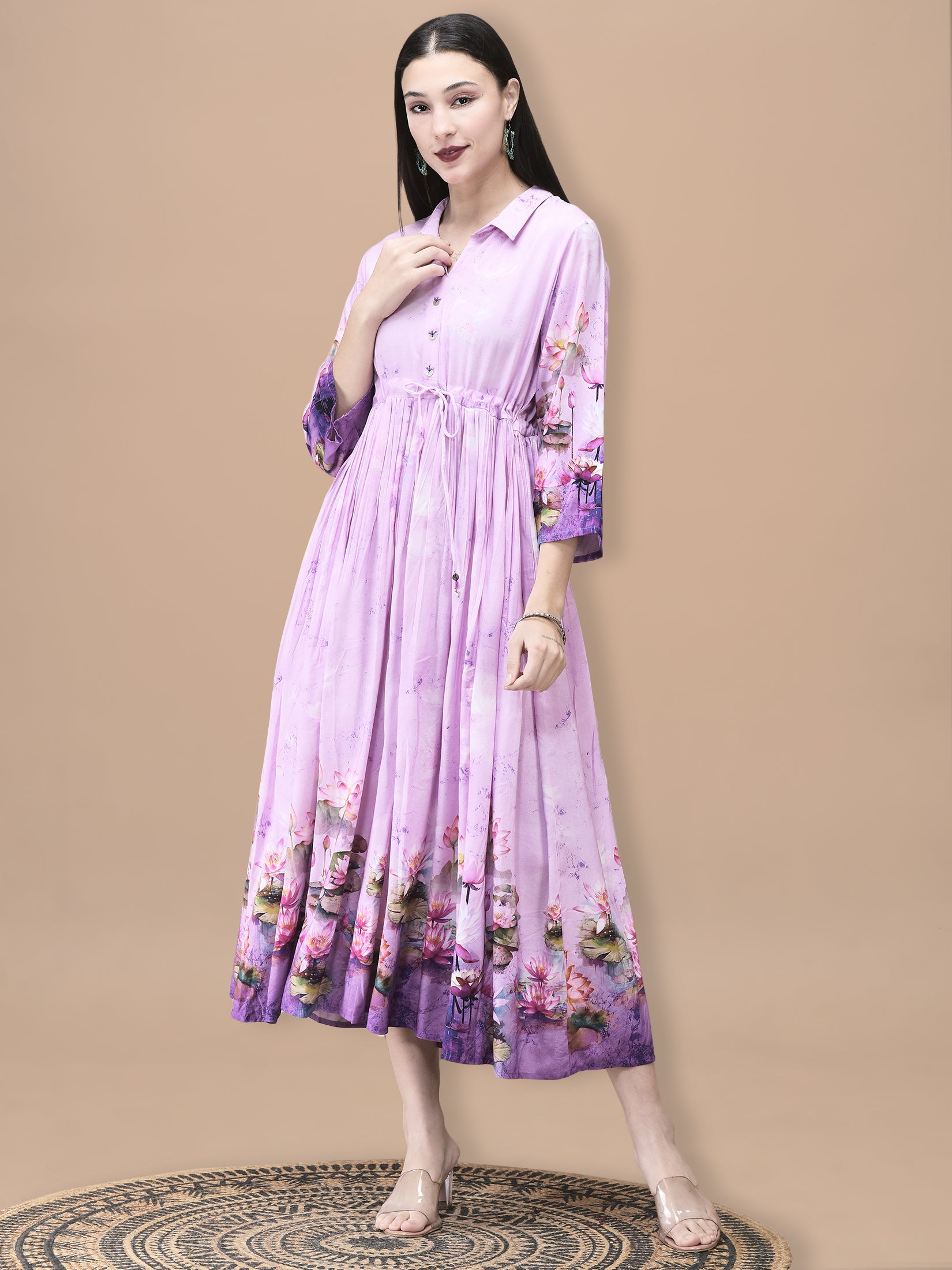 Women Liva Lilac Floral Print Dress