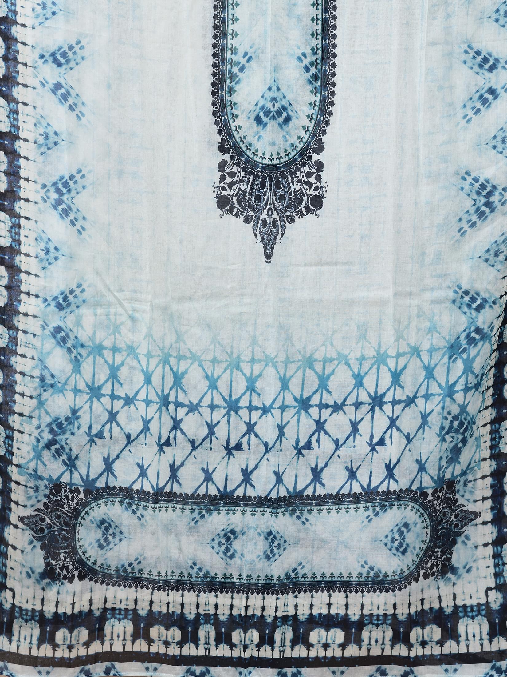 Women Liva Blue Tie Dye Print Kurta Comfort Pant Dupatta.