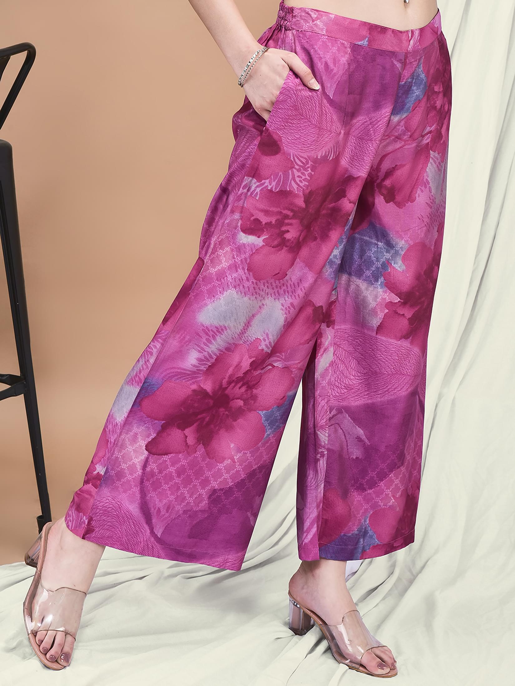 Women Liva Lilac Printed Co-Ord Set.