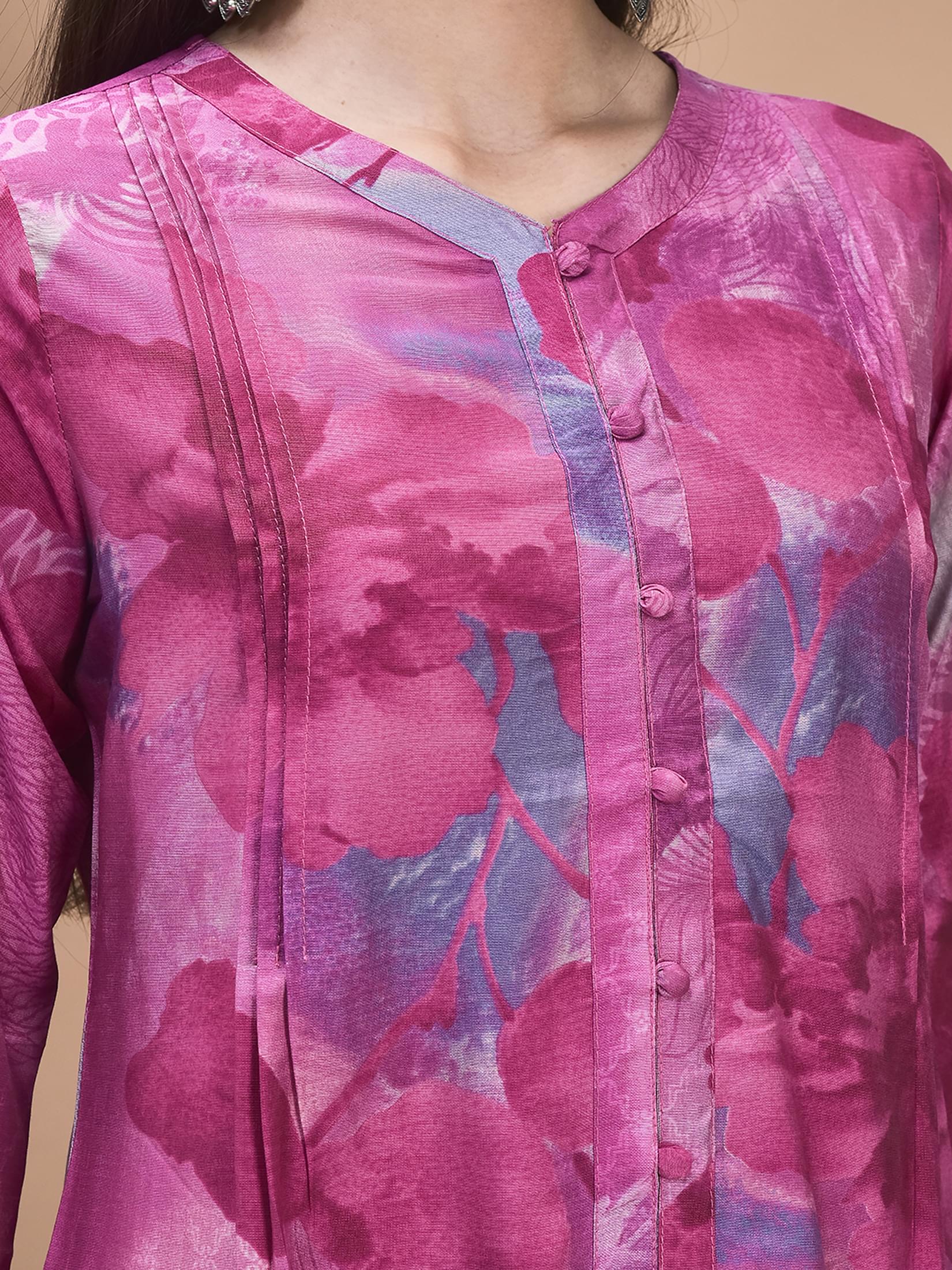Women Liva Lilac Printed Co-Ord Set.
