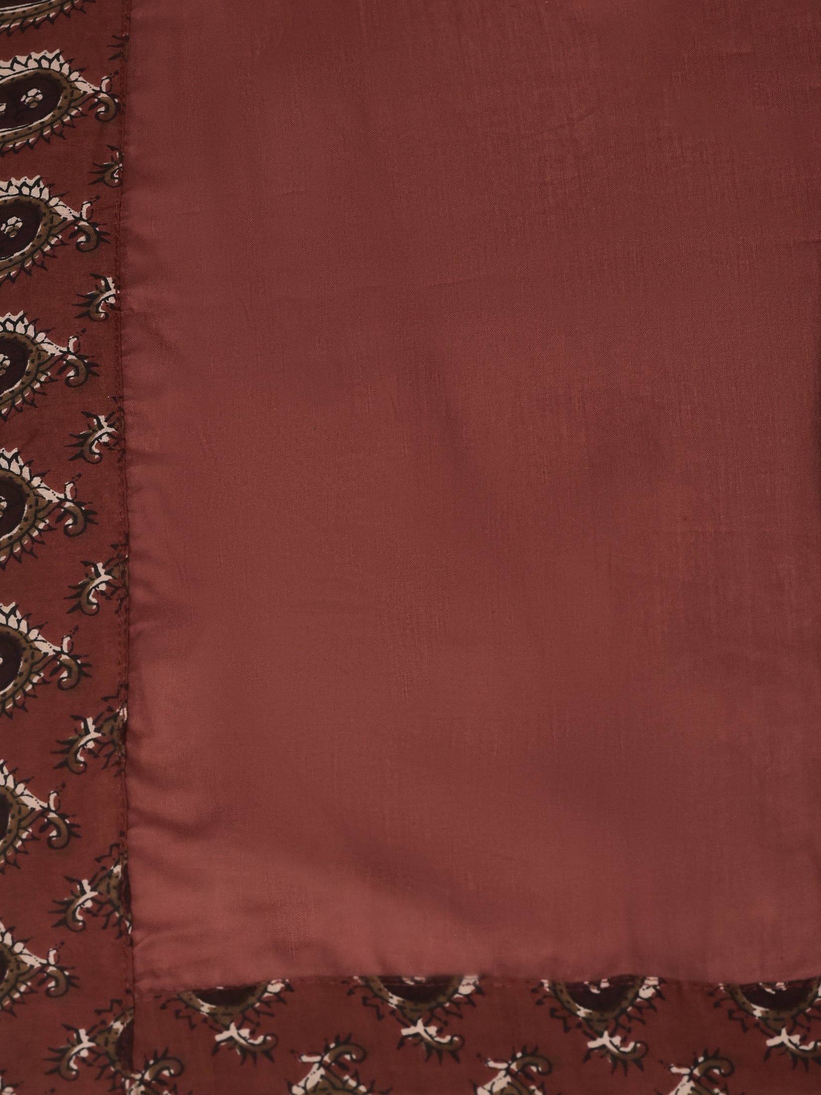 Women Cotton Rust Geometric Print Kurta Comfort Pant Dupatta