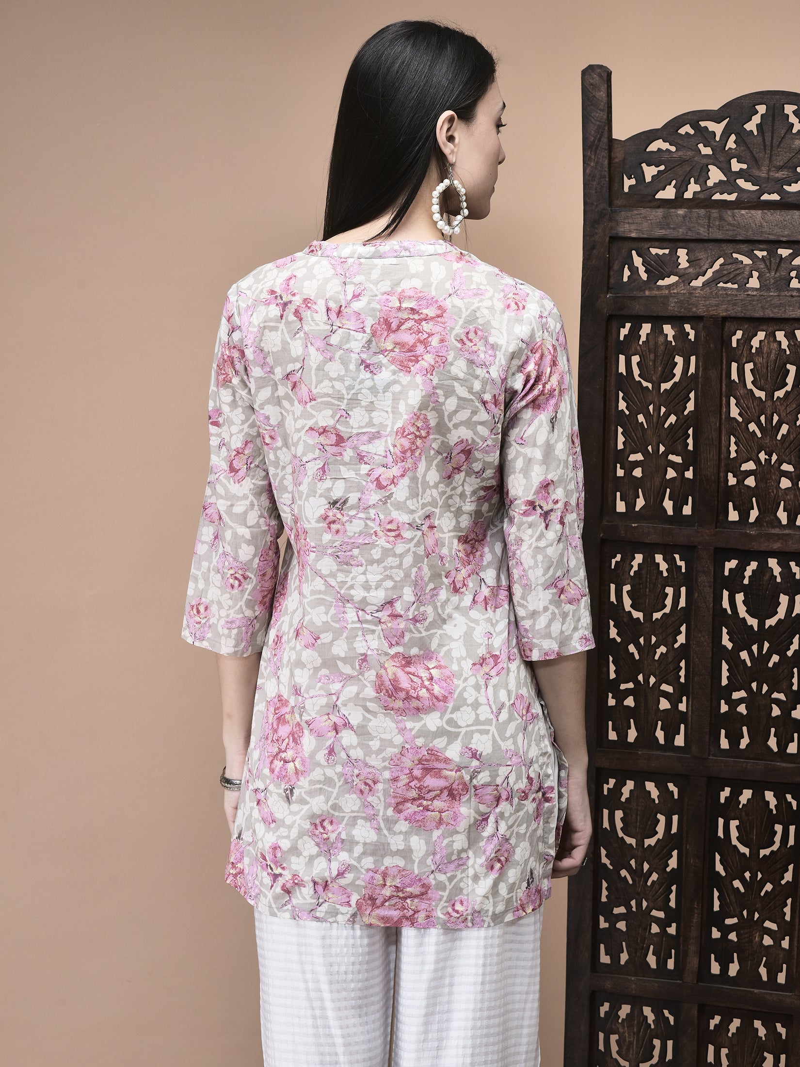 Women Cotton Multicolor Floral Print Tunic