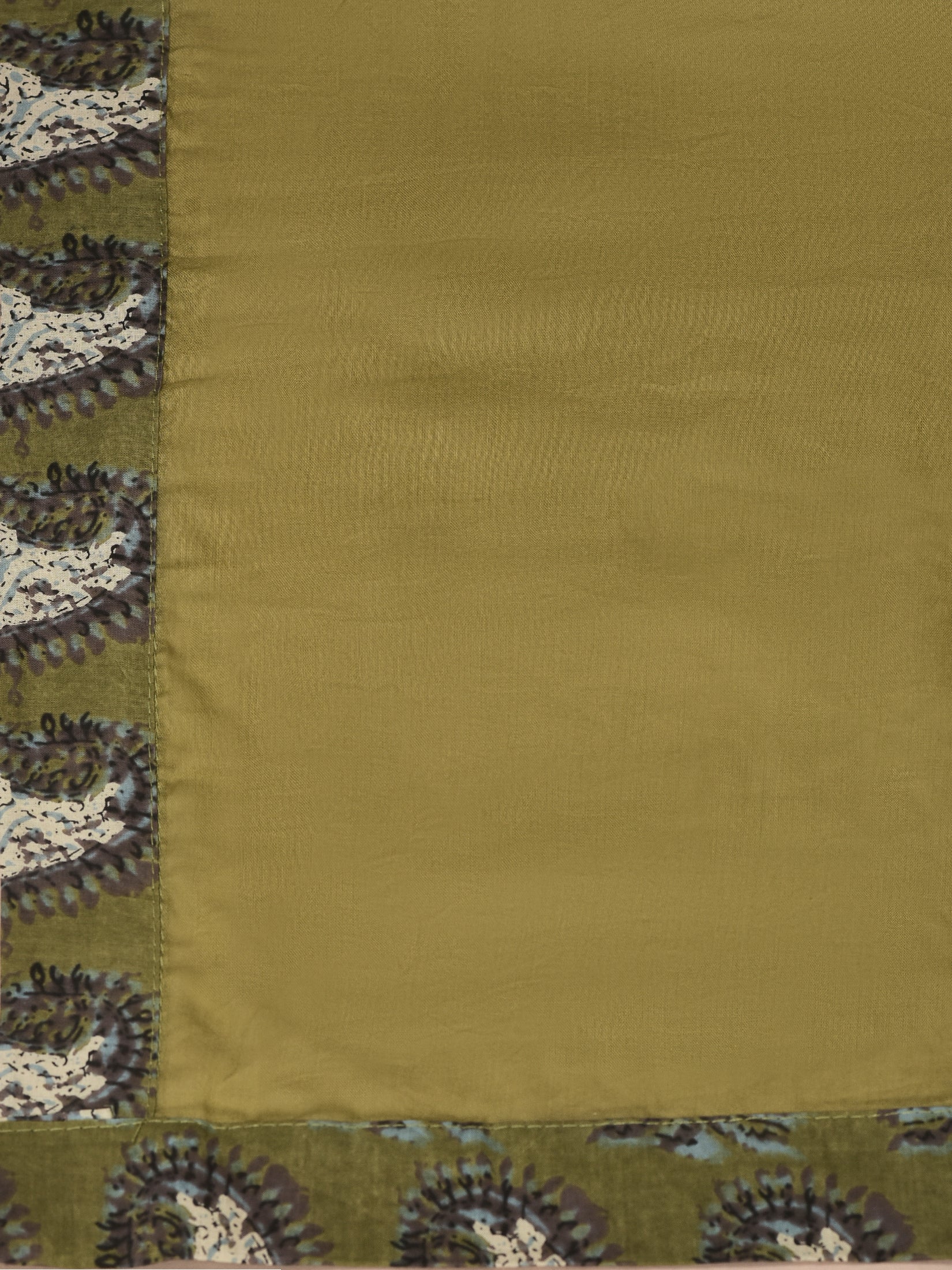 Women Cotton Olive Paisley Print Kurta Comfort Pant Dupatta