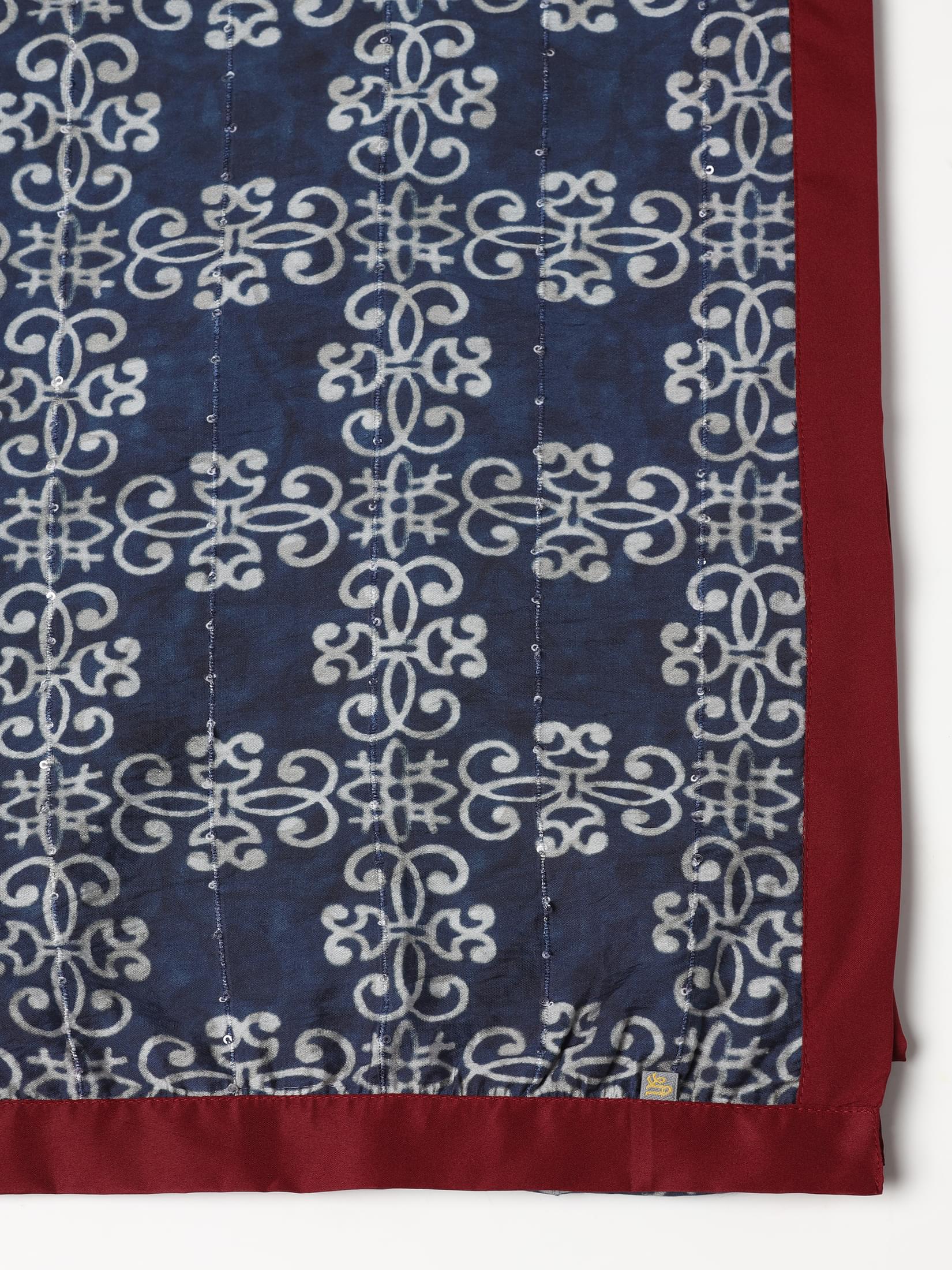 Women Muslin Navy Blue Abstract Print Kurta Comfort Pant Dupatta.