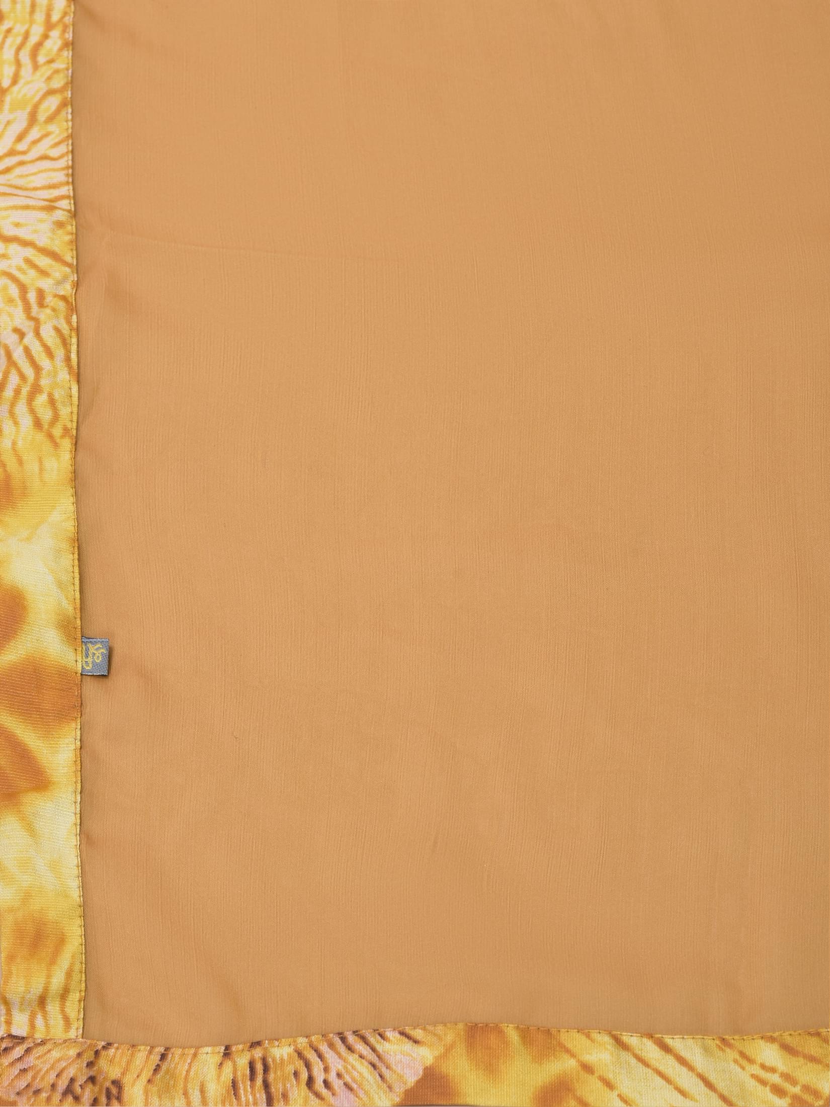 Women Liva Mustard Tie Dye Print embroidered Kurta Comfort Pant Dupatta.