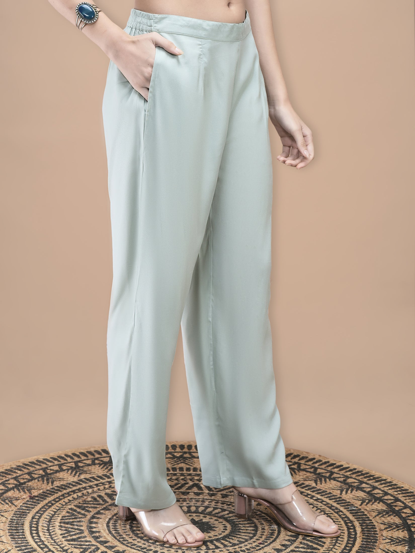 Women Silk Blend Blue Floral Print Kurta Comfort Pant Dupatta